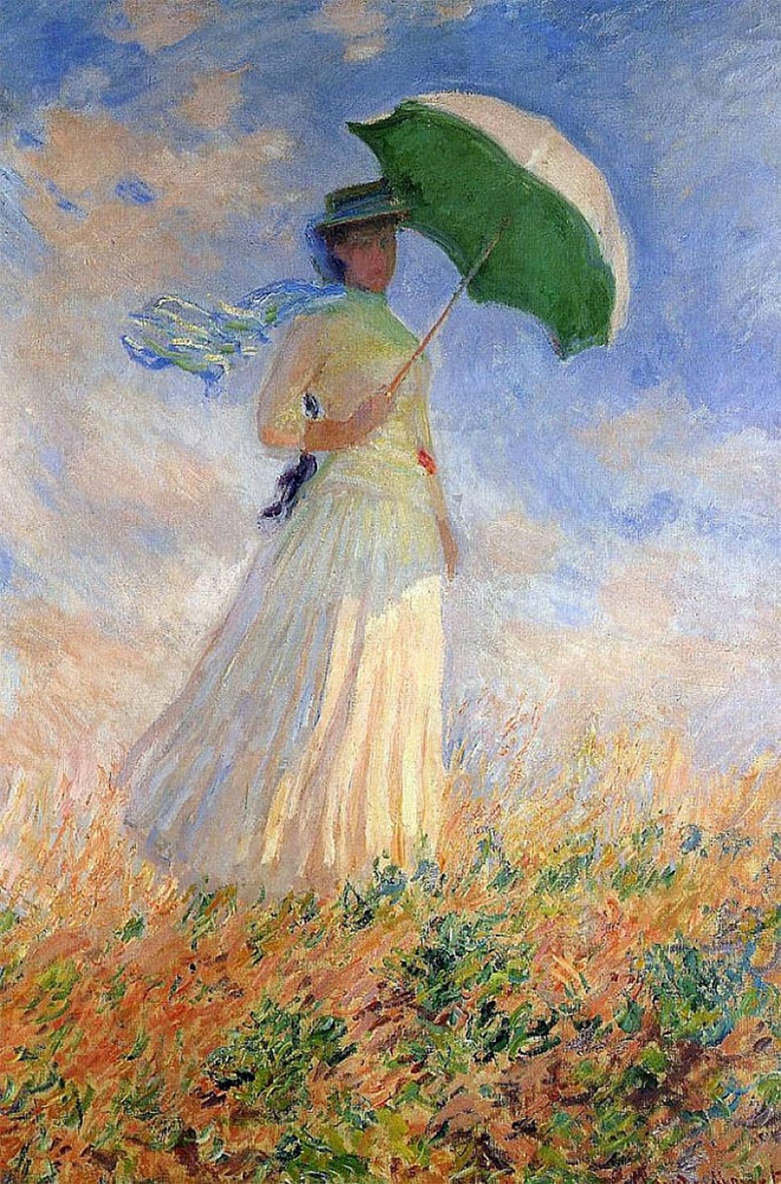 ARTXLXXBN Famous Painting Art Wall Decor Abstract Art Picture Woman with Parasol Facing Right by Claude Monet Animal Pictures for Home Decor 60x90cm