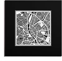 Vista 101 de O3 Design Studio Mapa de corte de papel Madrid negro mate de 20 x 20 pulgadas