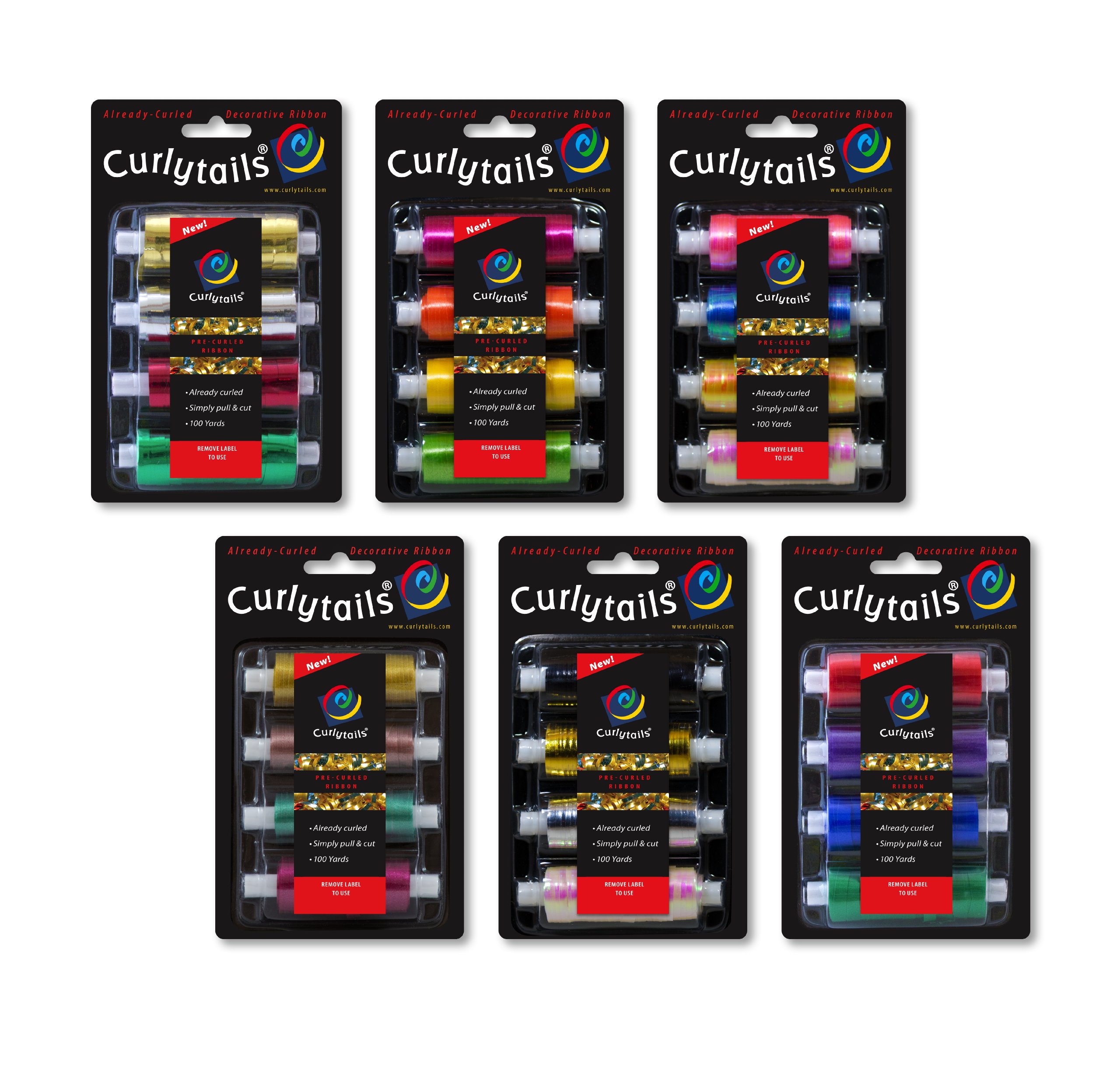 Curlytails Pre-Curled Ribbon, Multi-Pack