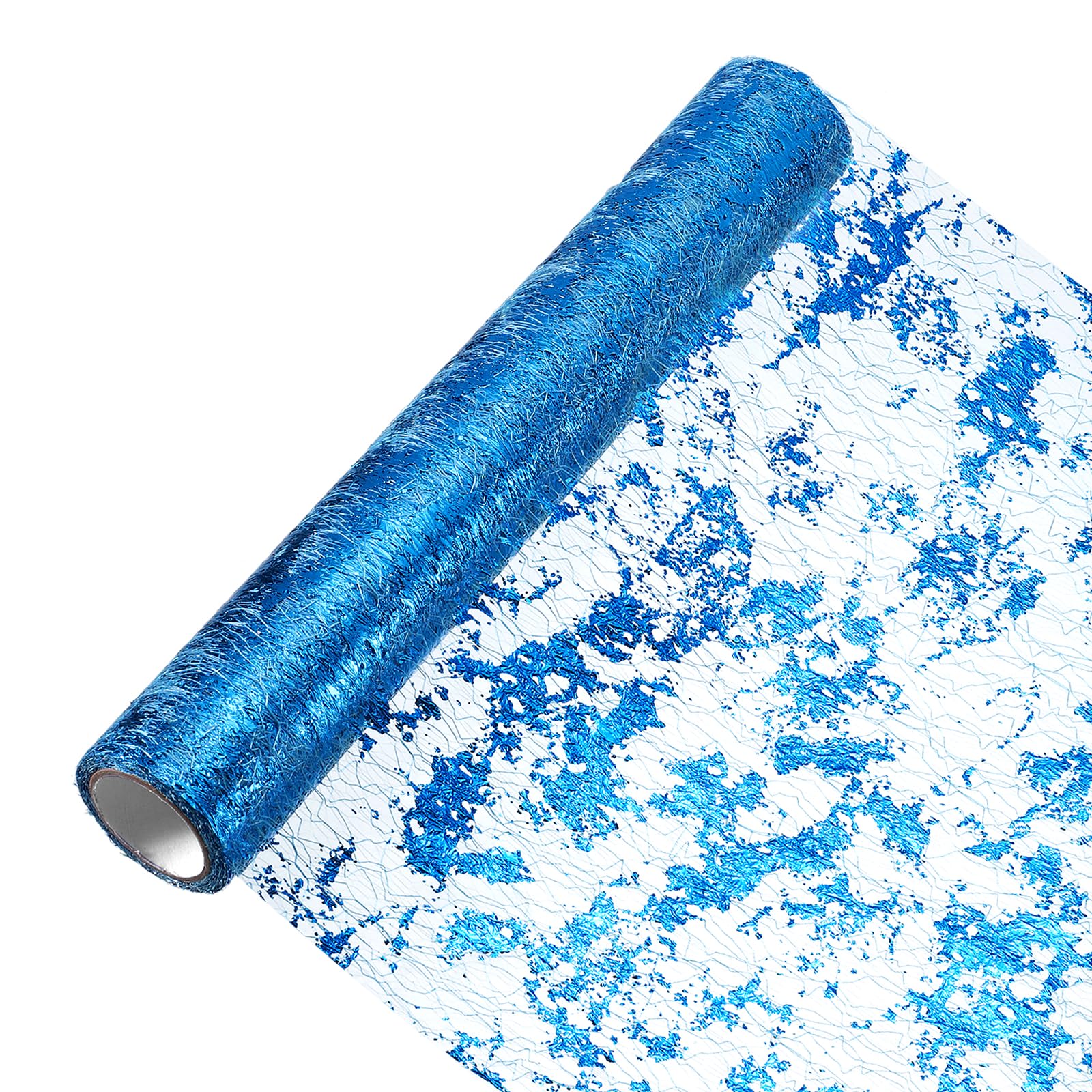 Chemin de table en maille bleu lac pour décoration de buffet de Noël et Nouvel An