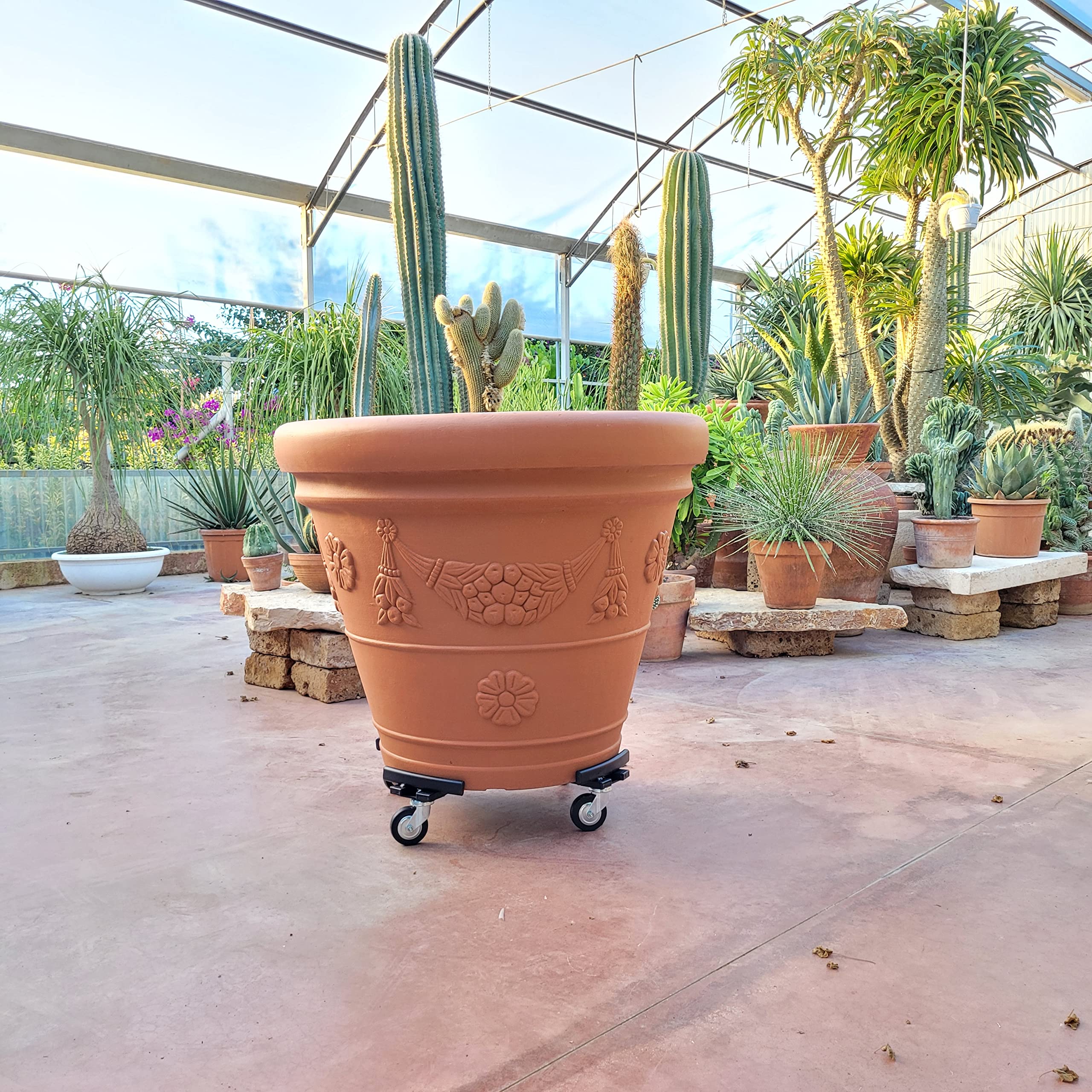 Tecnokit Carrello portapiante per vasi Pesanti, vasi in Cemento, vasi in Terracotta, Diametro 45cm con Ruote industriali 200kg