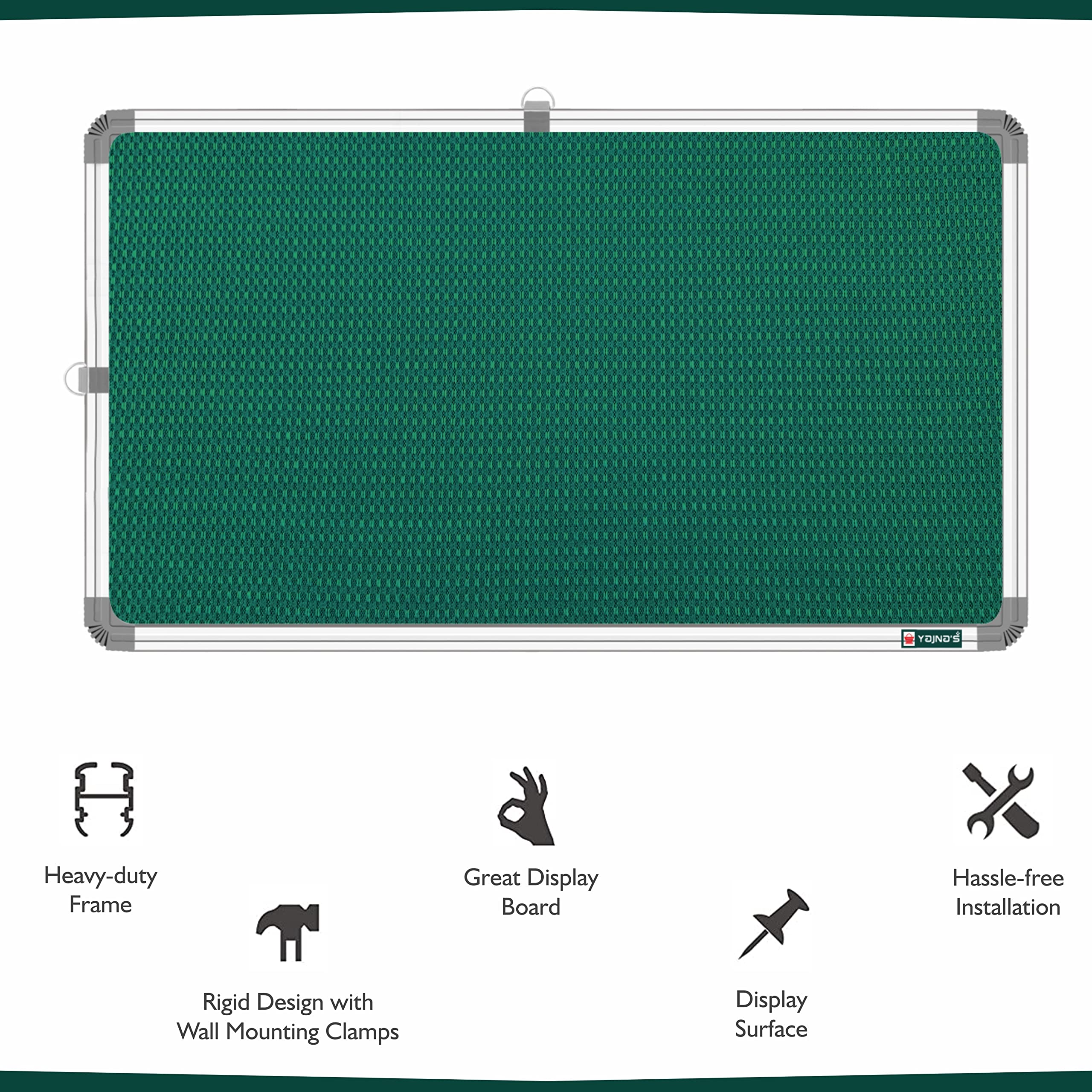 YAJNAS® Tablero de anuncios de color verde de 28 x 41 cm, tablero de pin-up, tablero blando, tablón de anuncios, tablero de exhibición de pin-up para el hogar, la oficina y la escuela (verde, 28 x 41