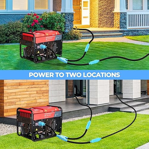 Miniatura 6 de CircleCord Adaptador divisor Y de generador de 4 clavijas y 30 amperios, NEMA L14-30P a 2X L14-30R, 10 AWG SJTW para interruptor de transferencia