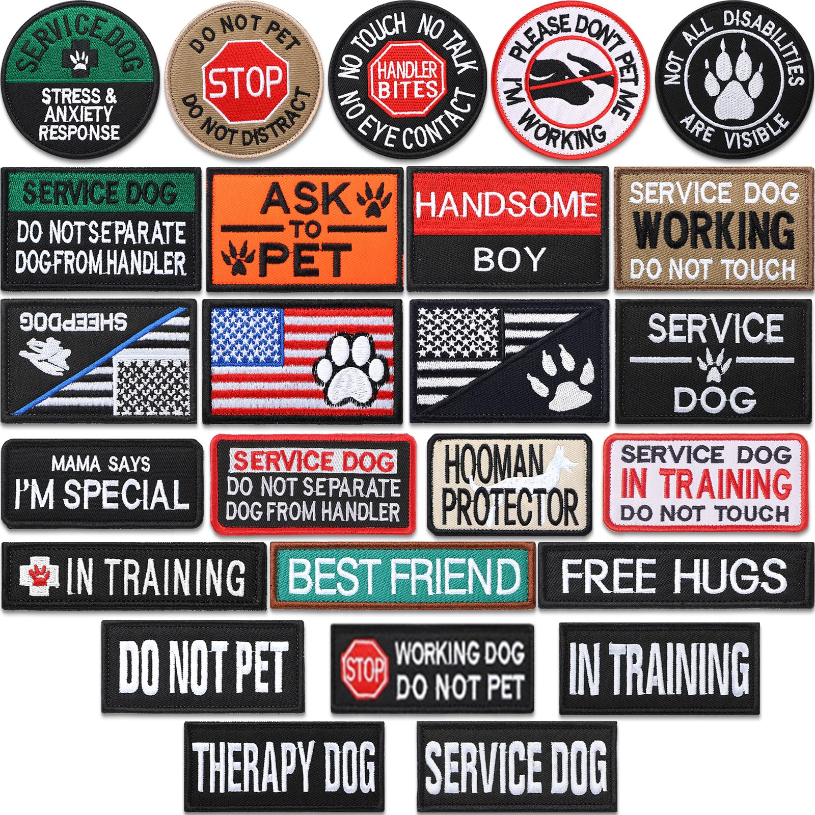 Service Dog Collar Tag White Embroidered Service Dog Patch Label