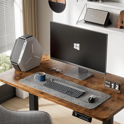 Vista 59 de Furmax Escritorio eléctrico de pie, escritorio ajustable de altura de 55 x 24 pulgadas con ruedas extraíbles, escritorio para computadora de oficina