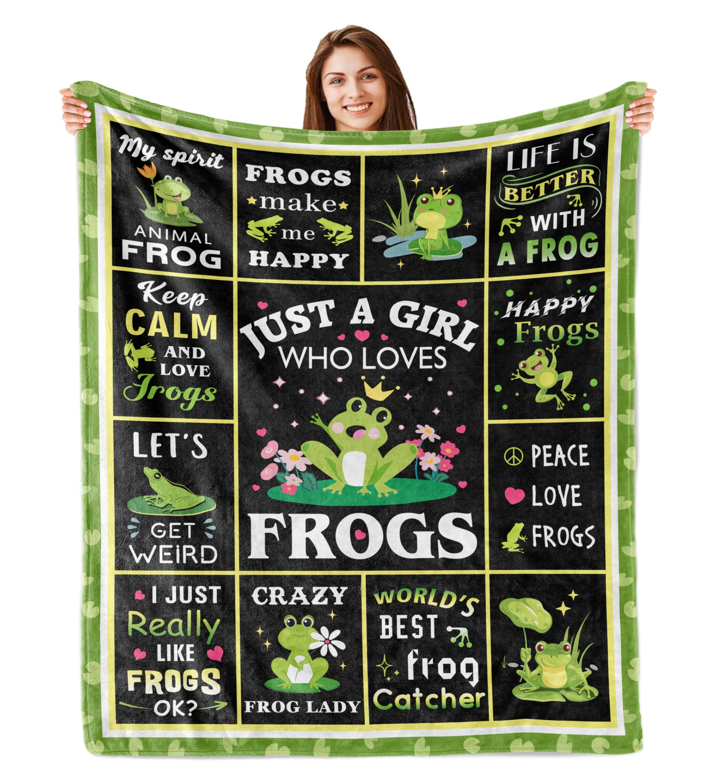 Wyhcxl Frog Gifts, Frog Blanket, Frogs Gifts for Women, Frogs Lovers Gift for Adults, Girls, Happy Birthday, Christmas, Valentine's Day Blanket 60"X
