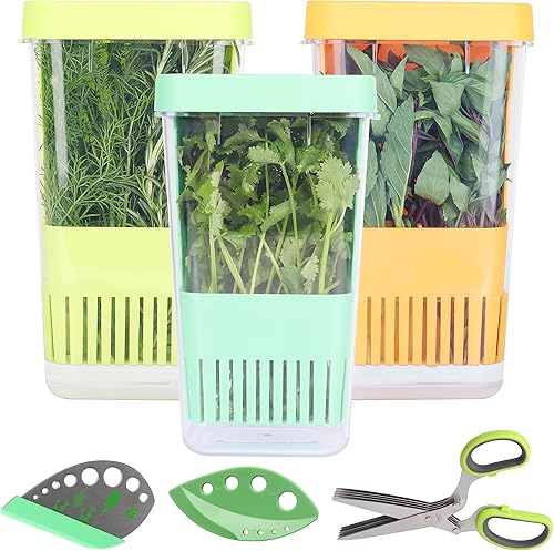 Miniatura 9 de LUVCOSY Conservador de hierbas frescas para refrigerador, protector de hierbas transparente sin BPA, contenedor de almacenamiento para cilantro,