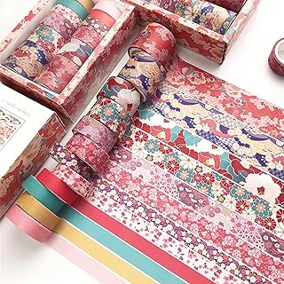 YMWALK Washi Tape, 12 Rolls Decorative Tape Coloured Floral Poster Tape Scrapbooking Tape Washi Tape Set for DIY Art & Crafts and Gift Wrapping Holiday Decoration Office bullet journal