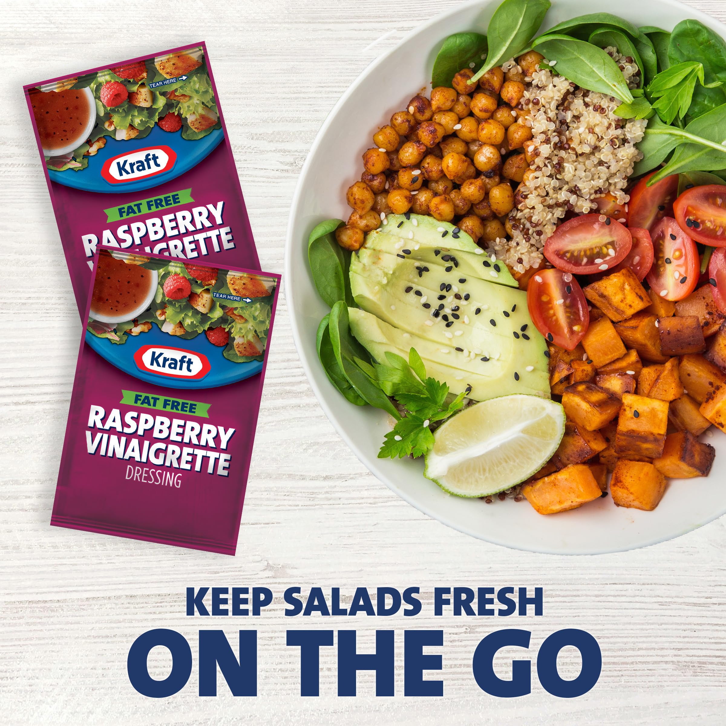 Kraft Raspberry Vinegrette Dressing, Fat Free, 1.5-Ounce Packages (Pack of 60)