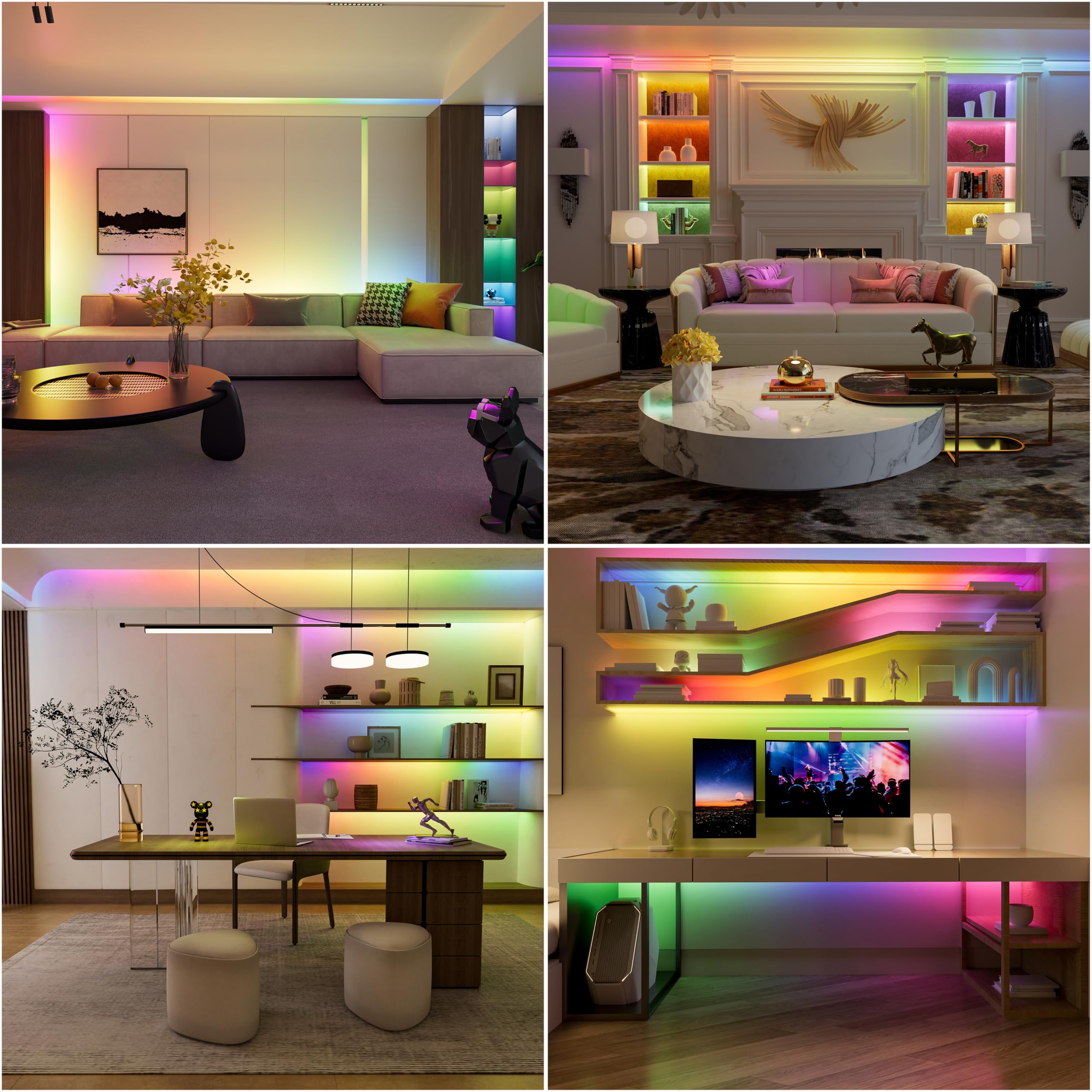 OULARA RGB COB LED Streifen Smart IC Adressierbare 10M,DC24V Farbe Wechselnde LED Streifen Mehrfarbige und weiß led strip light für DIY Dekoration(Controller & Adapter separat erhältlich)