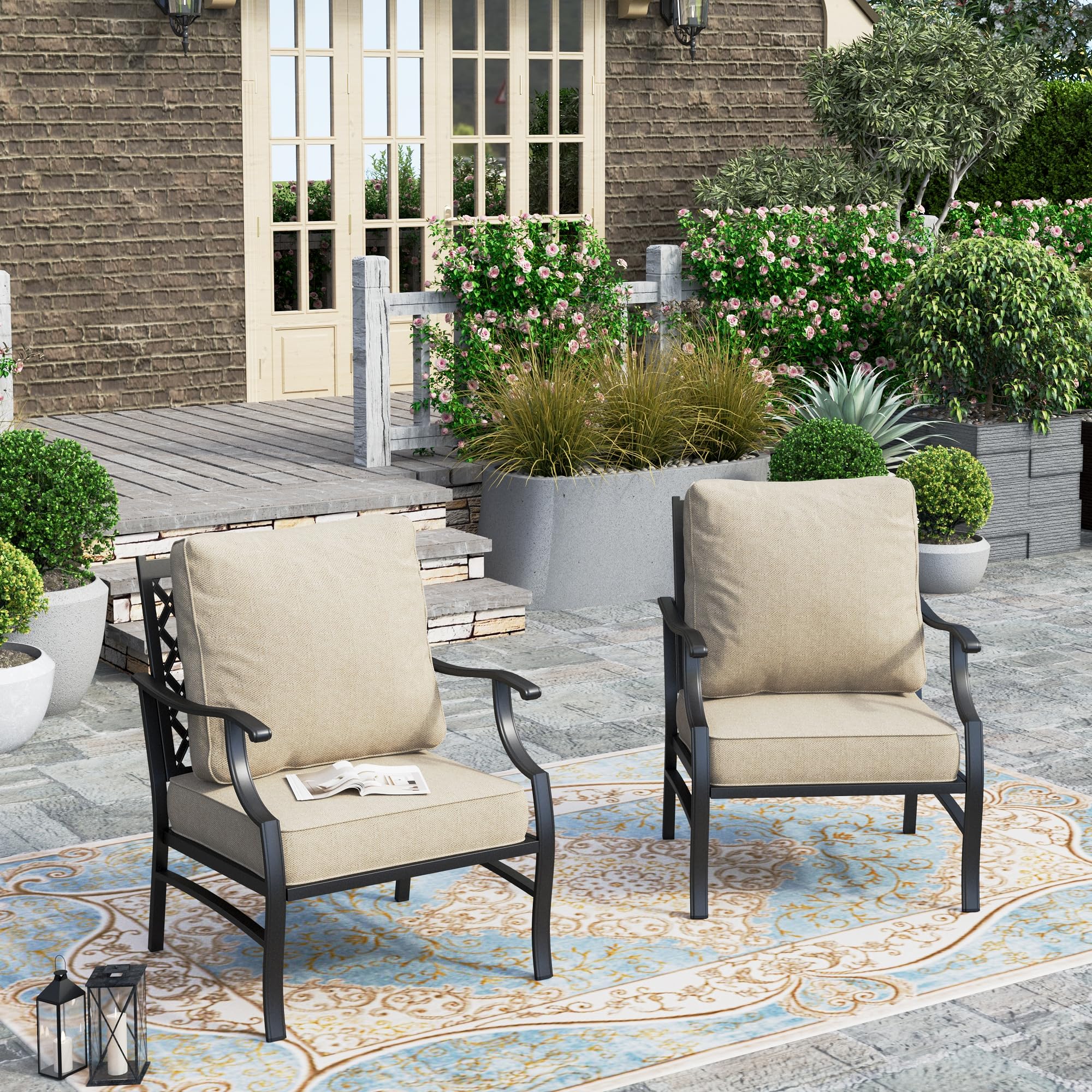 Amazon.com: HERA'S HOUSE Outdoor Chairs Set of 2, 2 x Patio Chair with ...