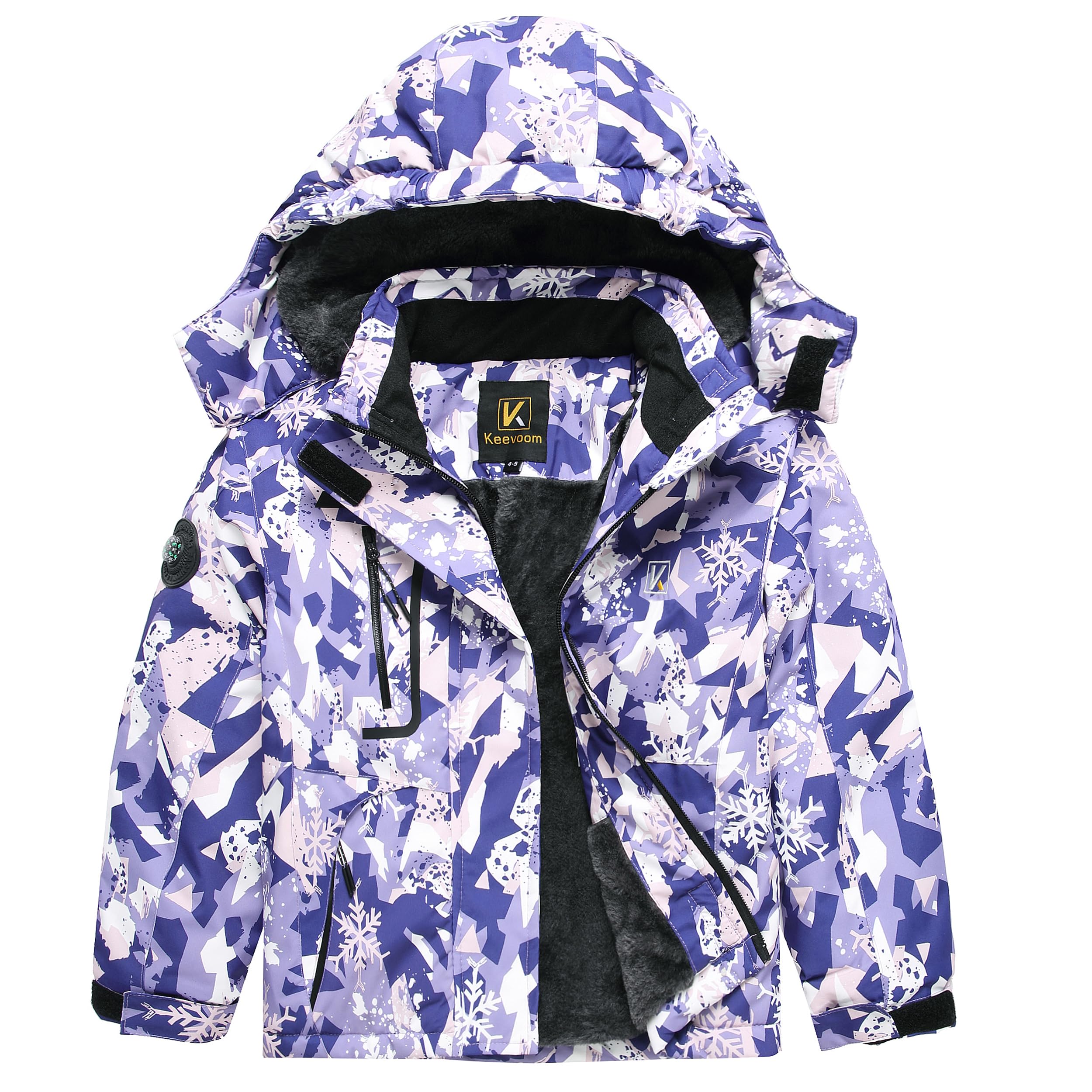 Keevoom Boys Girls Winter Coat Ski Jacket Windproof Waterproof Kids Snowboard Warm Fleece Snow Coats