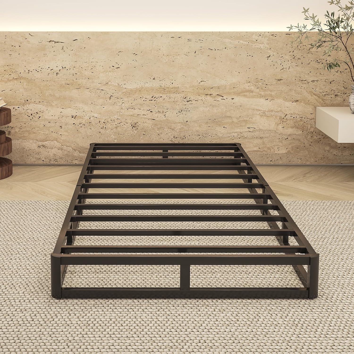 Twin Box Spring Bed Base 7 Inch High, 1500 LBS Heavy Duty Metal Mattress Foundation with Fabric Cover, Easy Assembly, Quiet Noise Free, Non Slip