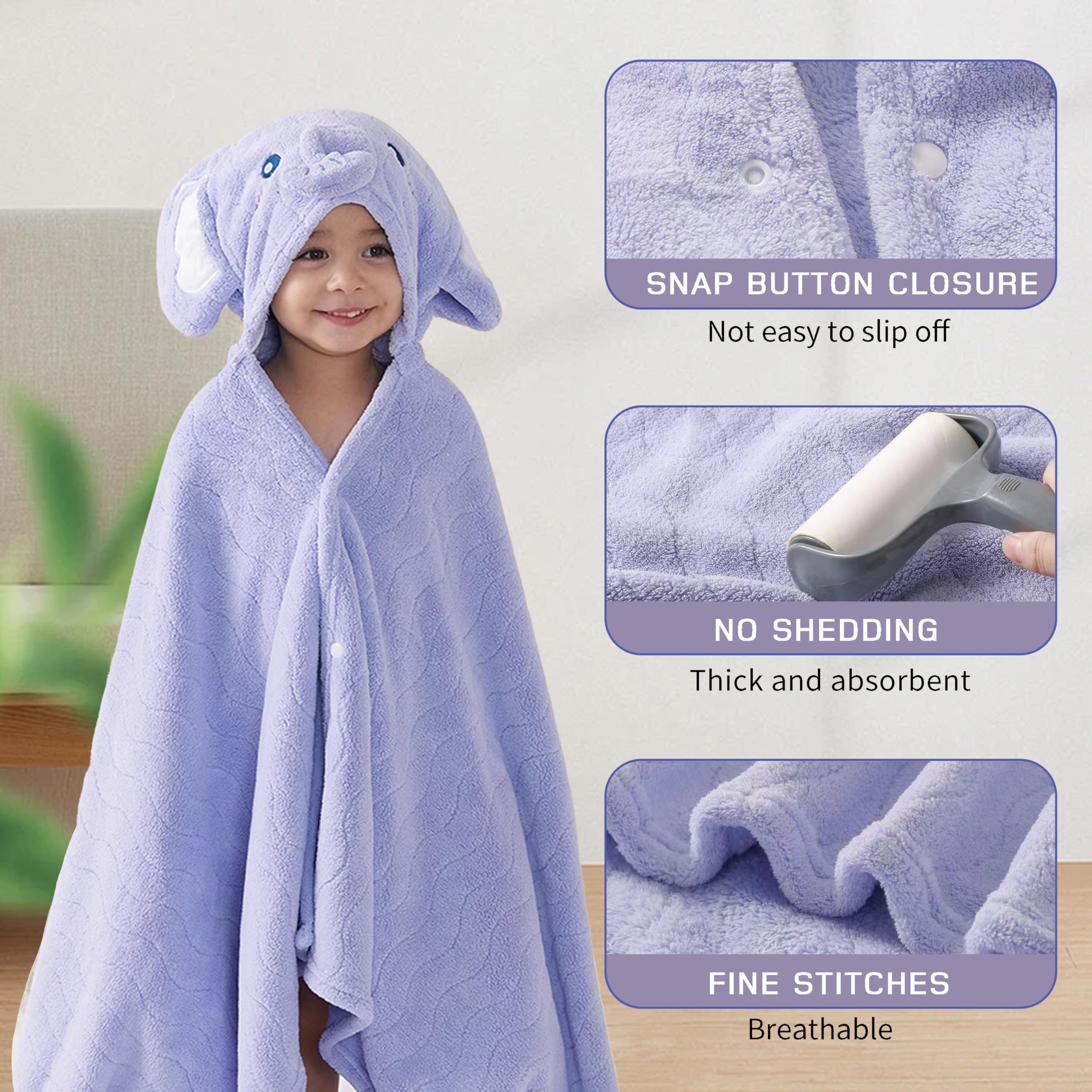 2 toallas de baño con capucha para niños pequeños y gruesas, 140 x 69 cm, toallas de baño con capucha para niña y niño súper absorbentes toallas con capucha de edad 1-5,
