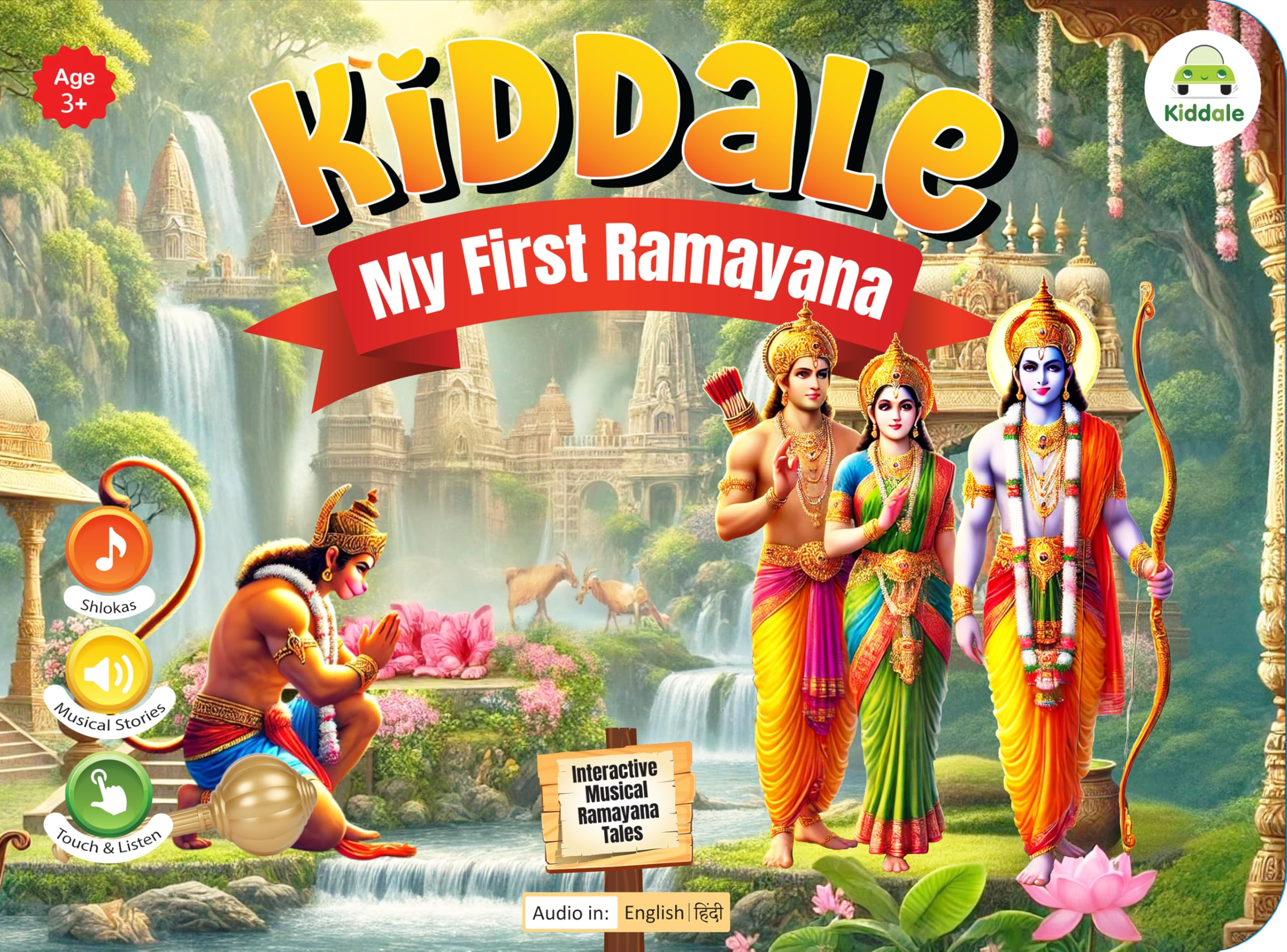 Kiddale My First Musical Ramayan for Kids| English + Hindi Sound Book | 28 Audio Buttons, Shlokas & Moral Stories | Mythology Learning Gift for Toddlers Age 3–8yrs-picture-14