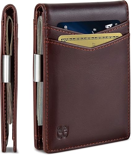 SERMAN BRANDS - Cartera delgada con clip de billetes para hombre, con bolsillo delantero, tarjetero, bloqueo de interferencia de radiofrecuencia