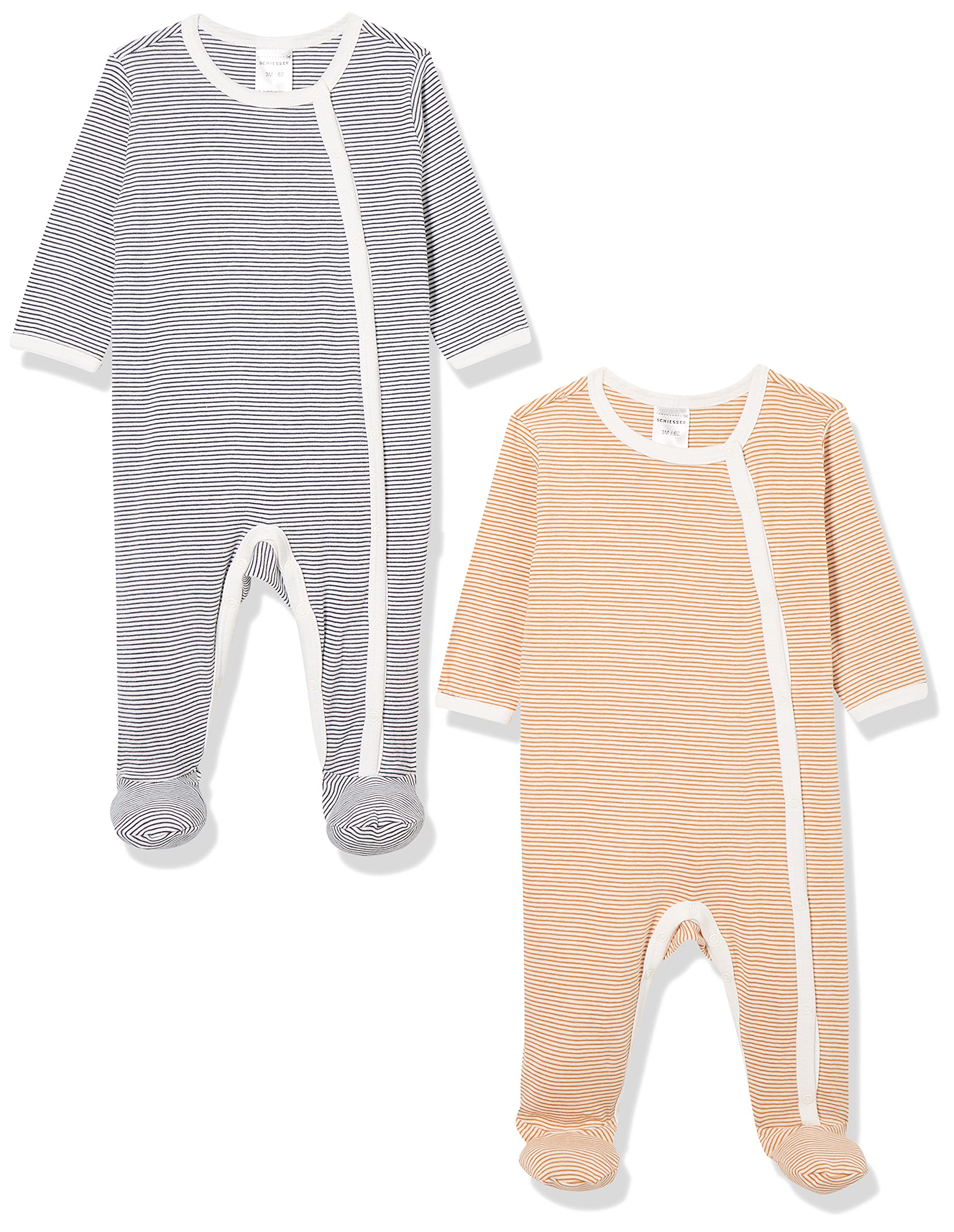 Schiesser Unisex - Baby Schlafanzug Einteiler mit Fuß 2er Pack Doppelpack - 175192