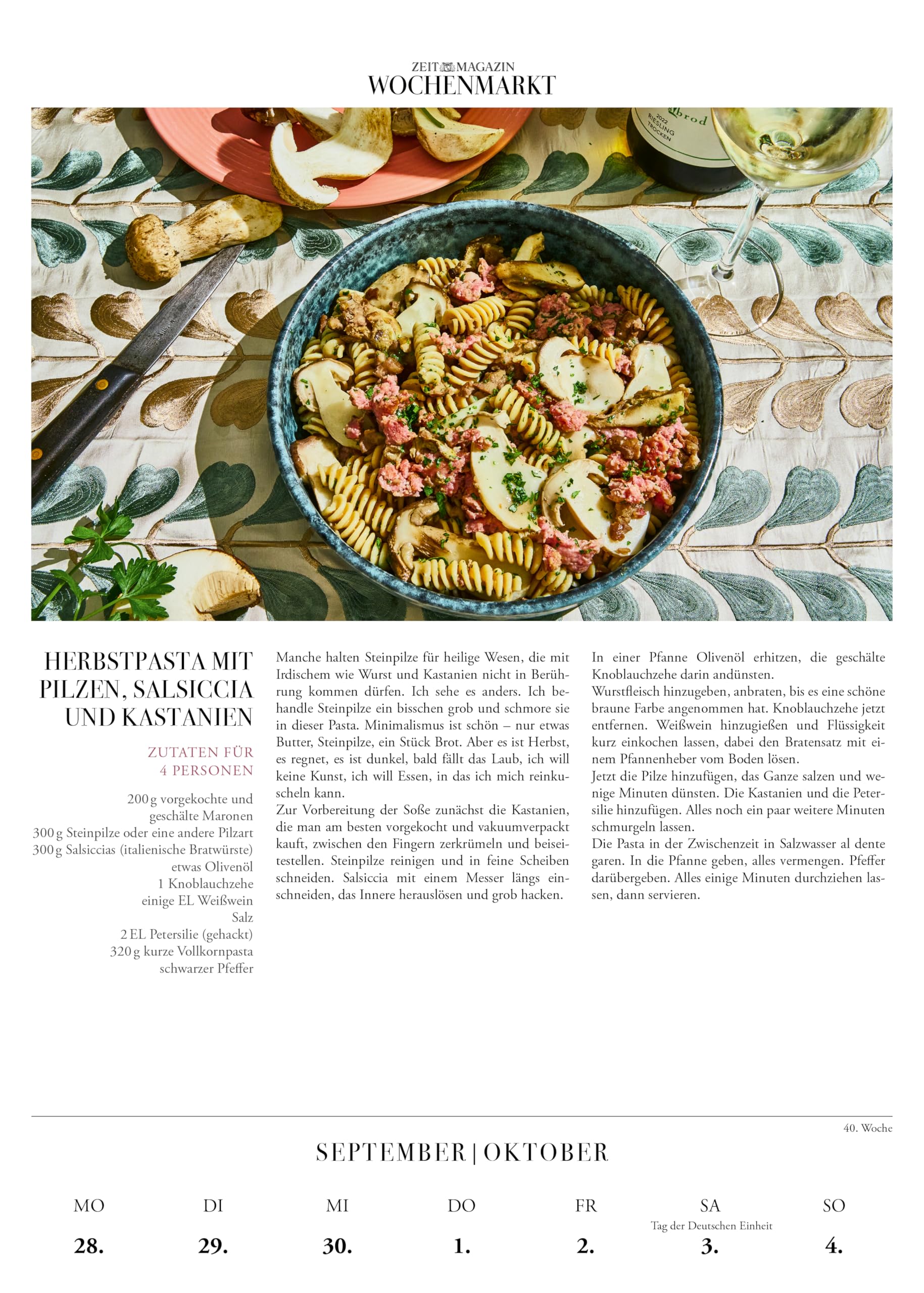 Wochenmarkt – Wochenkalender 2026: 53 frische und saisonale Rezepte | Aus dem ZEITmagazin | Kochbuch für alle Jahreszeiten: Frühling, Sommer, Herbst, Winter. Mit Gemüse und Obst