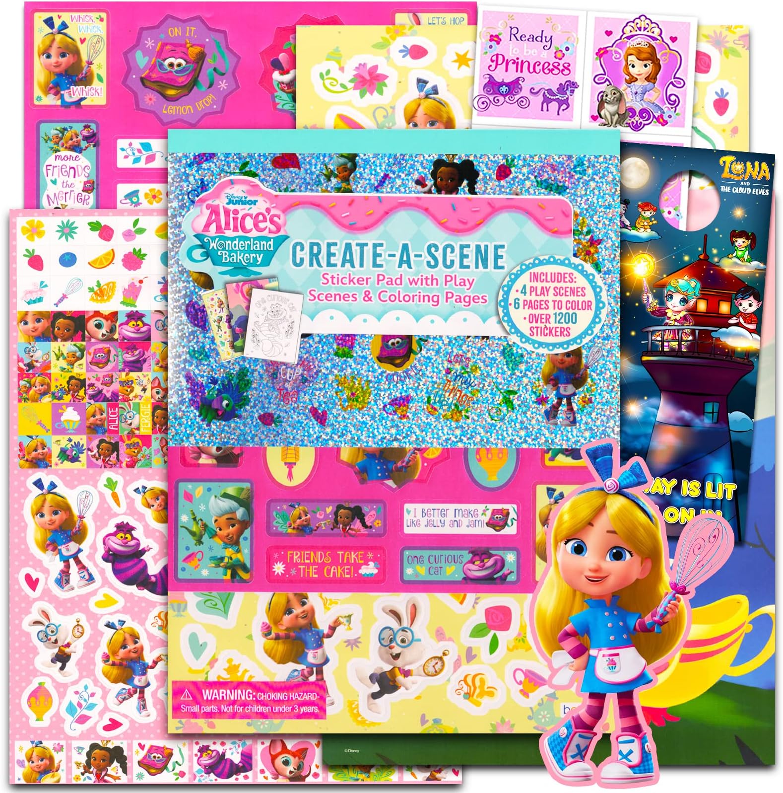 Alice's Wonderland Bakery Sticker Activity Book for Kids - Bundle with Alice in Wonderland Activity Book with Over 1200 Stickers Plus Coloring Pages and More | Alice's Wonderland Bakery Sticker Set