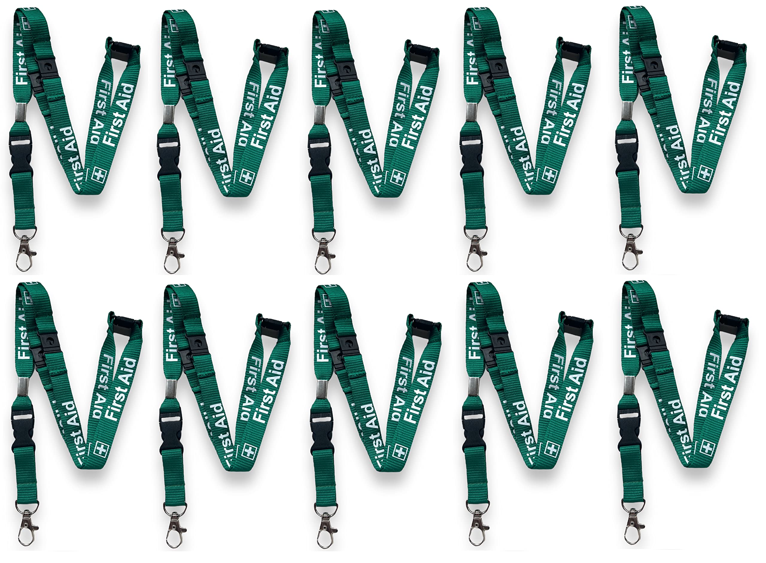 PAC Supplies Global 15mm Green First Aid Lanyard With 3 Point (Triple) Safety Breakaway & Detachable Buckle Clip (10)