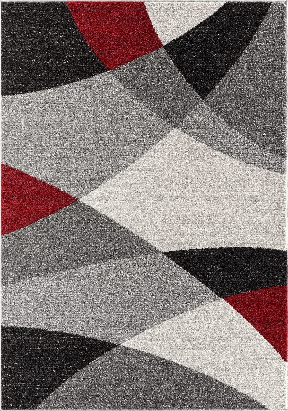 Mia's Teppiche "Mosaix - Tappeto moderno a pelo corto, per soggiorno e camera da letto, con contorni, motivo geometrico, a quadretti, grigio, rosso, 140 x 200 cm