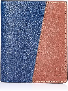 الفا ليثر كو. محفظة جلدية ثنائية الطيات بلوجو امامي مع حامل بطاقة تعريف قابل للازالة للرجال