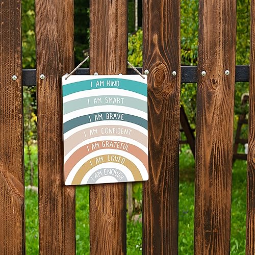 Miniatura 5 de FUGWN Letreros de madera boho con texto en inglés "I Am Kind I Am Brave de 8 x 10", decoración de pared de afirmaciones positivas, decoración de