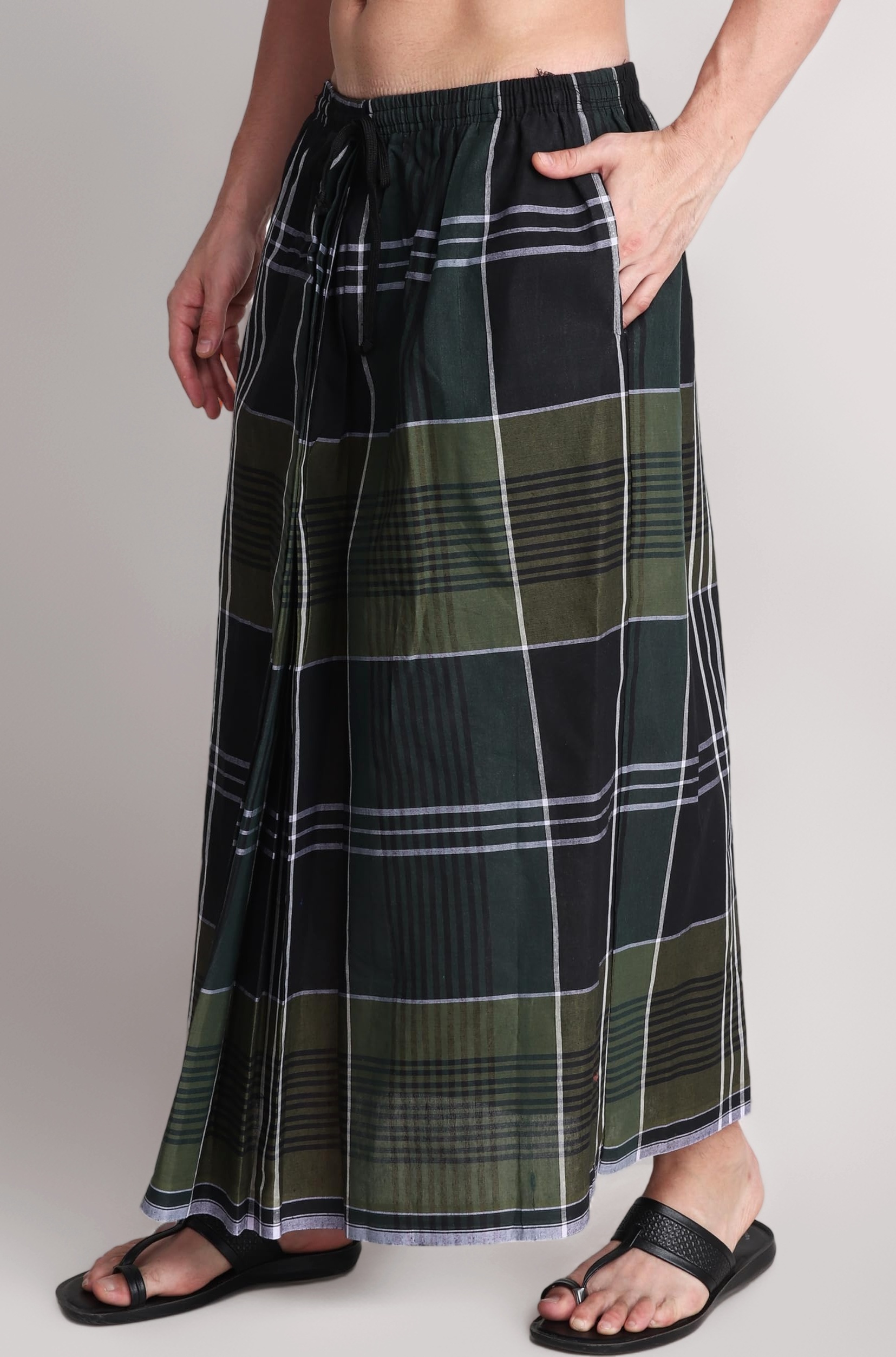 Elastic Premium Cotton Lungis Pack Of 1