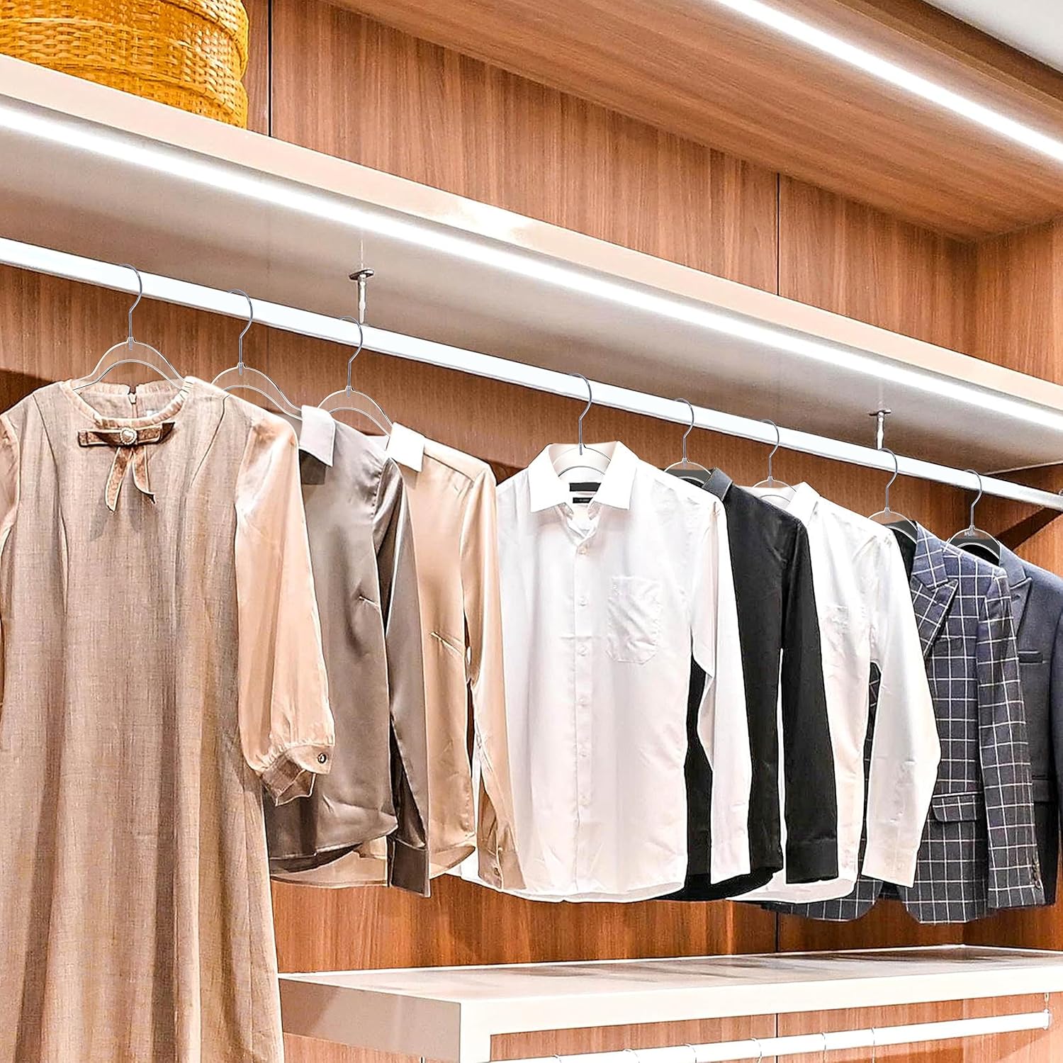 Quality Hangers Clear Plastic Hangers for Clothes | 50 Pack - 16.5 Inch | Heavy Duty Hangers Space Saving Crystal Acrylic | 360 Degree Swivel Hook and Notches (Clear, 50)