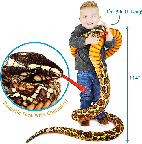 Miniatura 2 de Bernard The Brown Python - Serpiente de peluche de 9 5 pies de largo