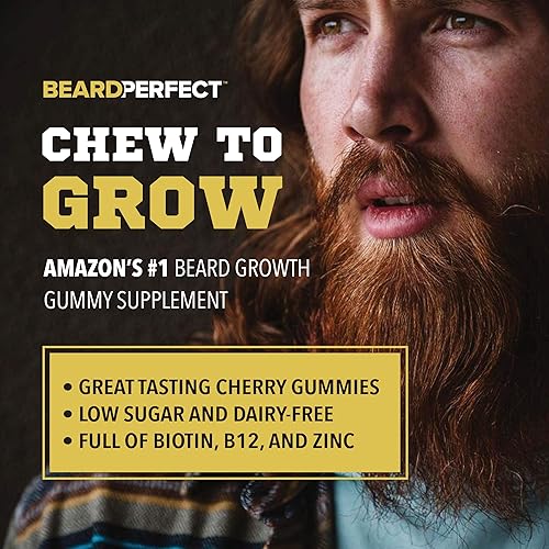 Miniatura 9 de Gomitas gruesas Bigbeard obtén una fórmula de crecimiento de barba más fuerte, más larga y gruesa para hombres con biotina, B12 y más de 10