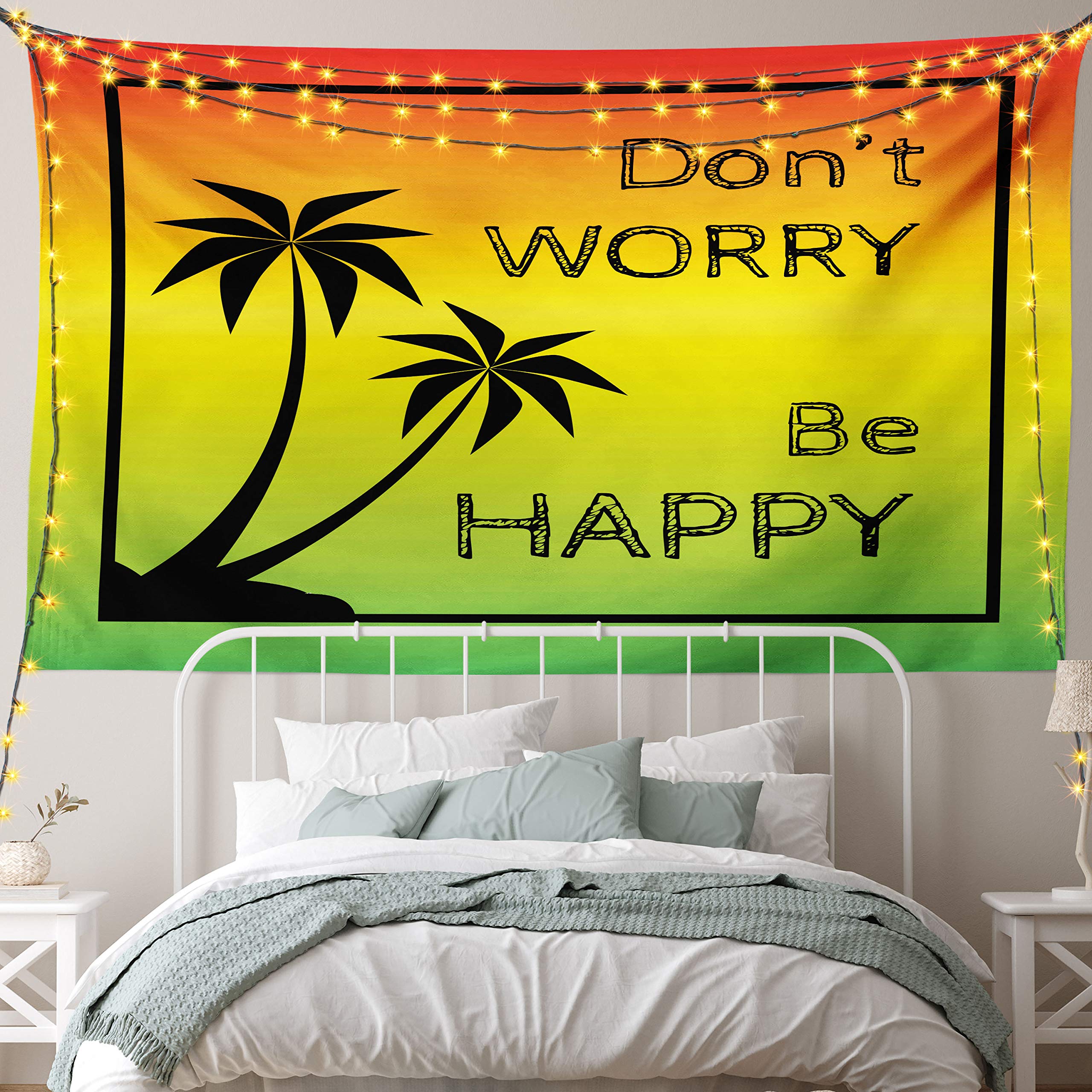 Amazon.co.jp: Ambesonne ラスタタペストリー Dont Worry Be