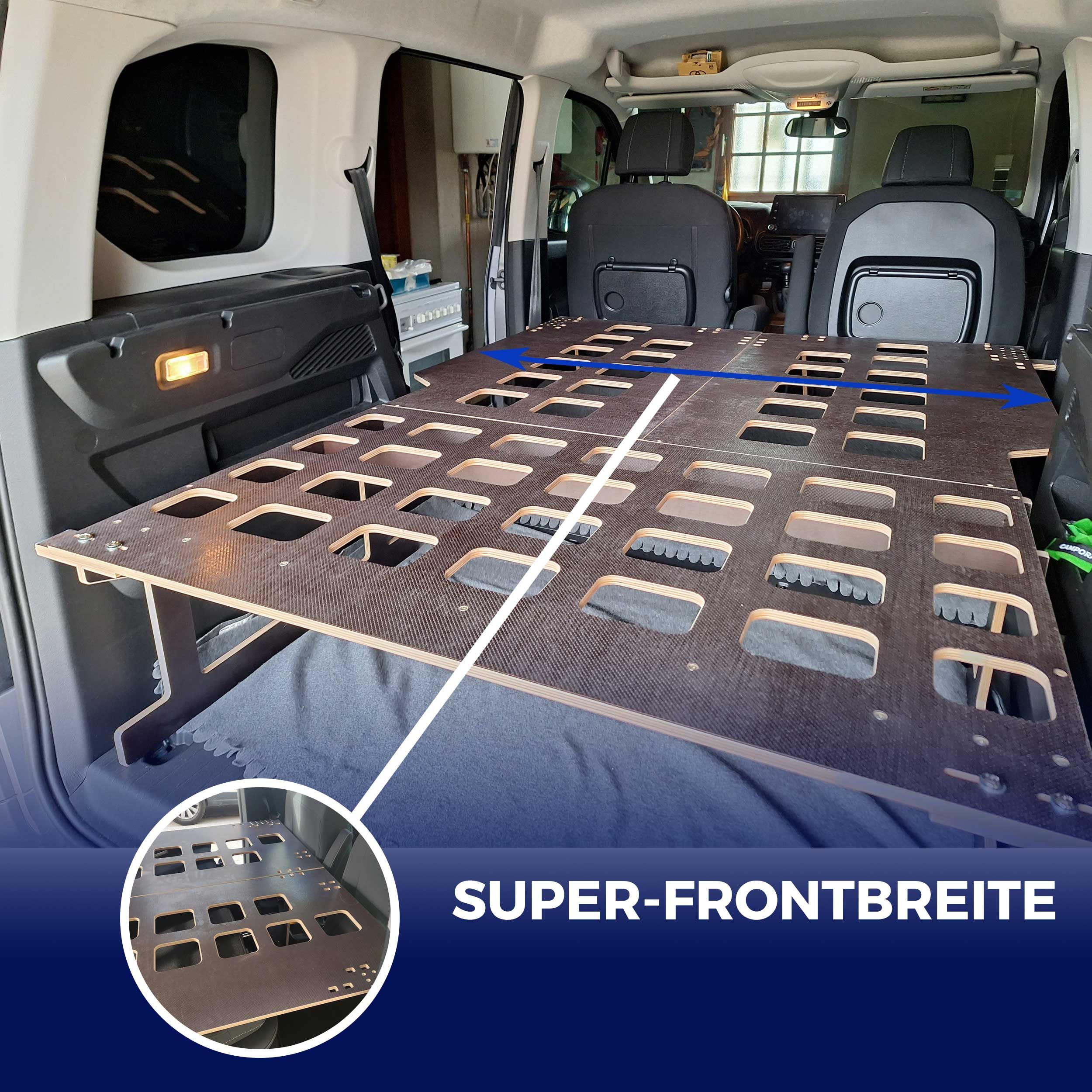 Leichtes Herausnehmbares Camper Bett, Camper Ausbau Kit für Berlingo, Rifter, Kangoo, Partner, Citan, Combo und Proace City, Klappbarer Lattenrost, Schnelle Montage, Ohne Eintragung