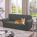HDCAXKJ 100% Waterproof Couch Cover Stretch 3 Seater Sofa Cover Universal Jacquard Sofa Slip Cover 3 Seat for Cats Pet Soft Anti Scratch Furniture Protector with Elastic Bands (Dark Gray, Large)