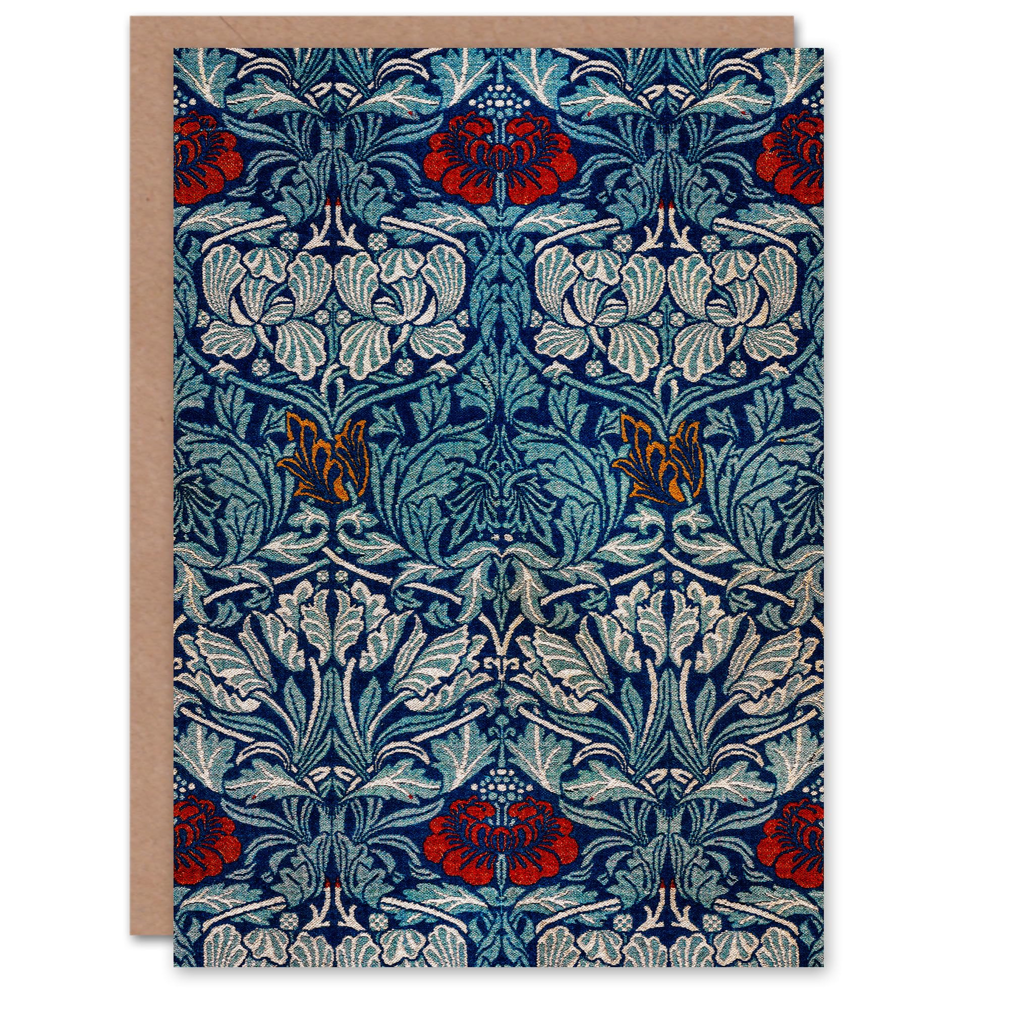 Artery8 William Morris Art Card Tulip and Rose Floral Pattern