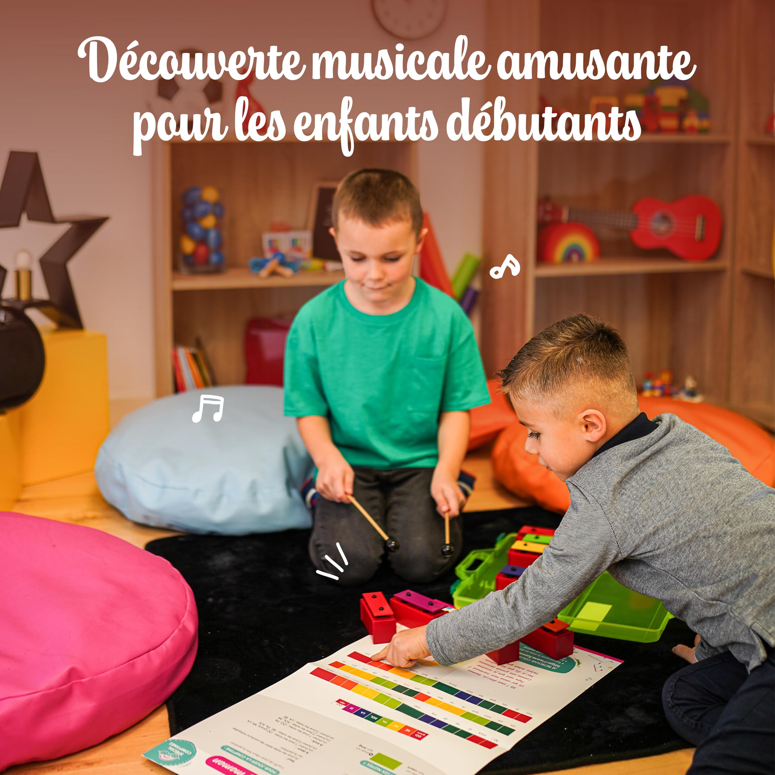 Fuzeau - Coffret ColorZik Comptines Avec Mini Métallonotes 8 Lames, Livre, CD, 10 Partitions XXL - Méthode Musicale Ludique Sans Solfège Pour Débutants - Jeu Éducatif Enfant Dès 3 Ans - Réf. 78233