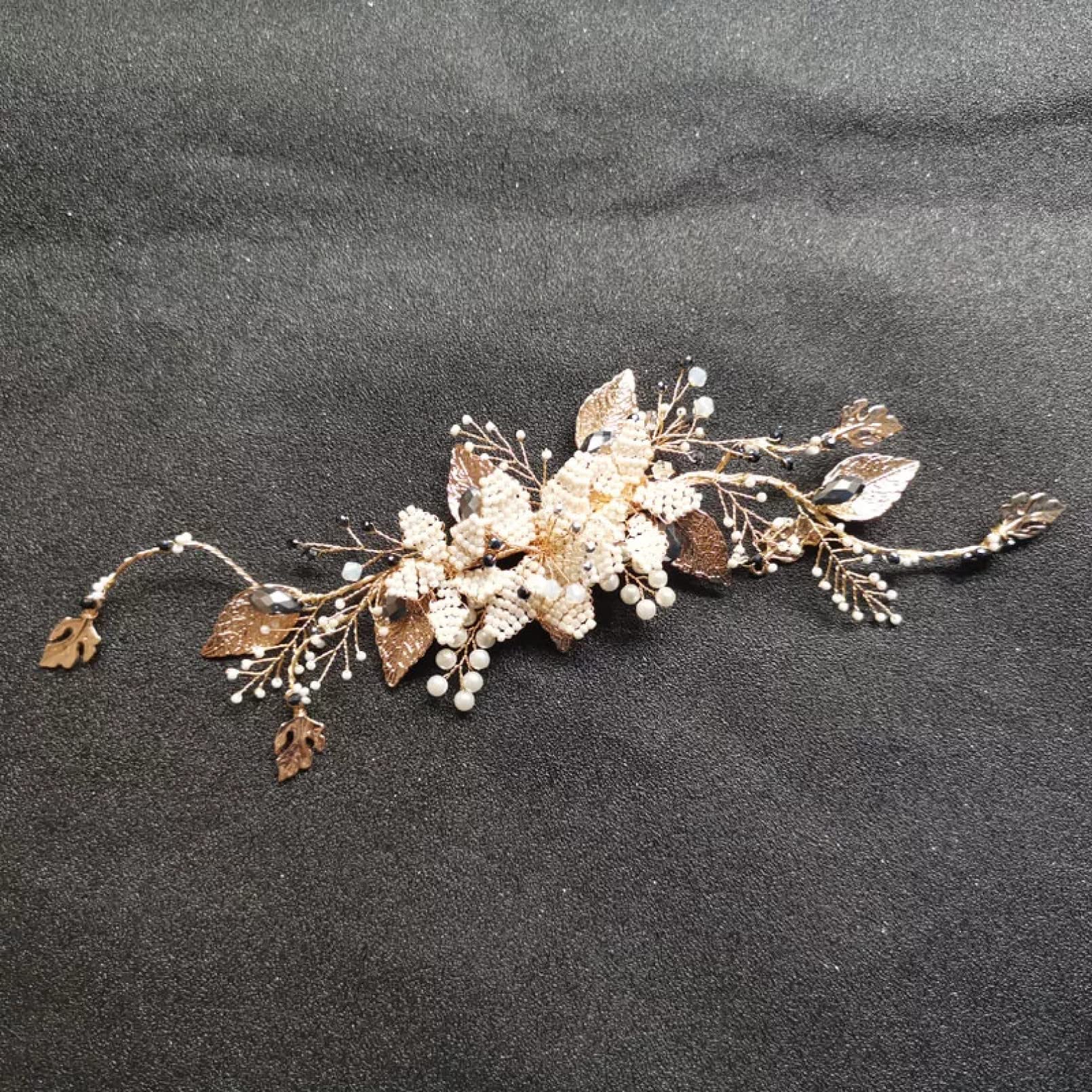 Emissione di WLLLTYCardNuovi Accessori per Capelli con forcina per Capelli da Sposa con forcina per Capelli con Strass di Cristallo Dorato