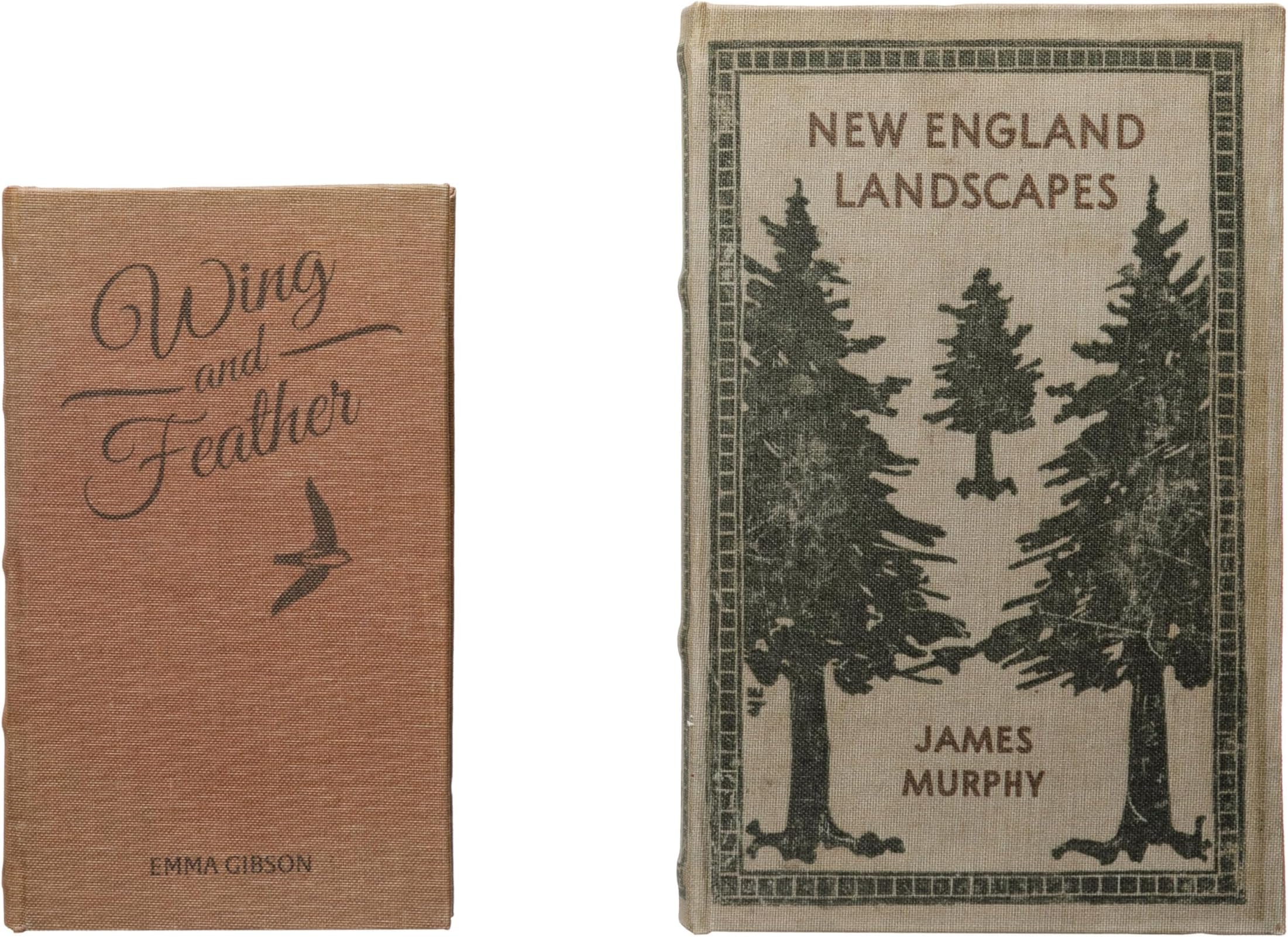 MDF & Canvas Book Storage Boxes, Set of 2 New England Landscapes