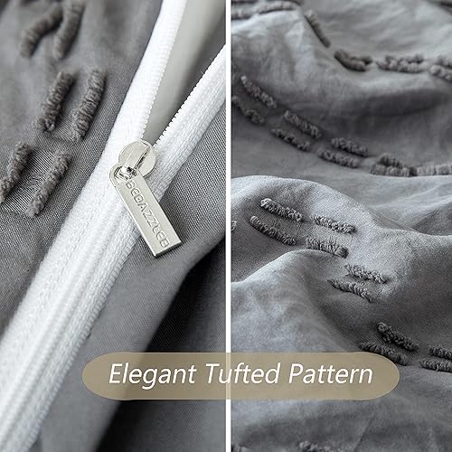 Miniatura 6 de BEDAZZLED - Juego de funda de edredón tamaño King de 3 piezas suave y bordado estilo holgado moderno y bohemio hecho de 100  microfibra lavada