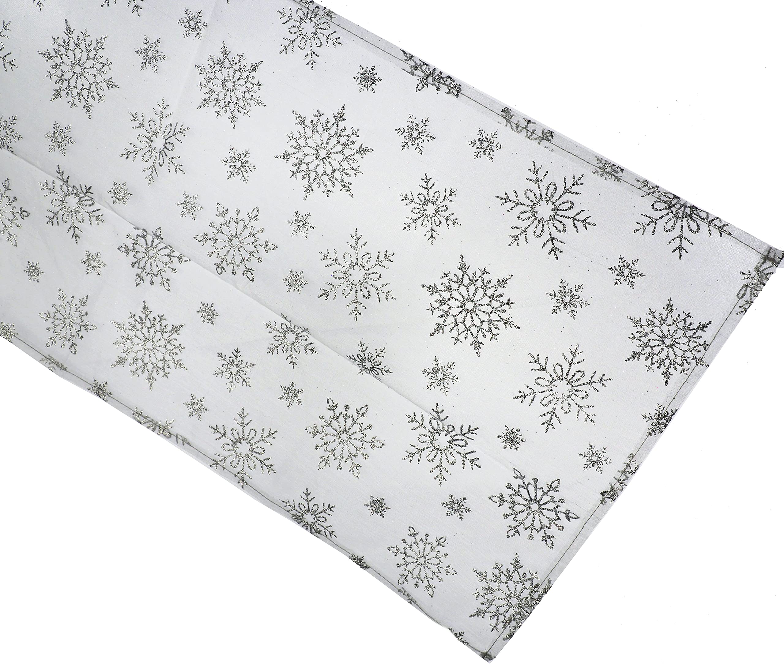Davies Sheer Voile Christmas Table Runner - 150 X 32cm - Silver Snowflakes