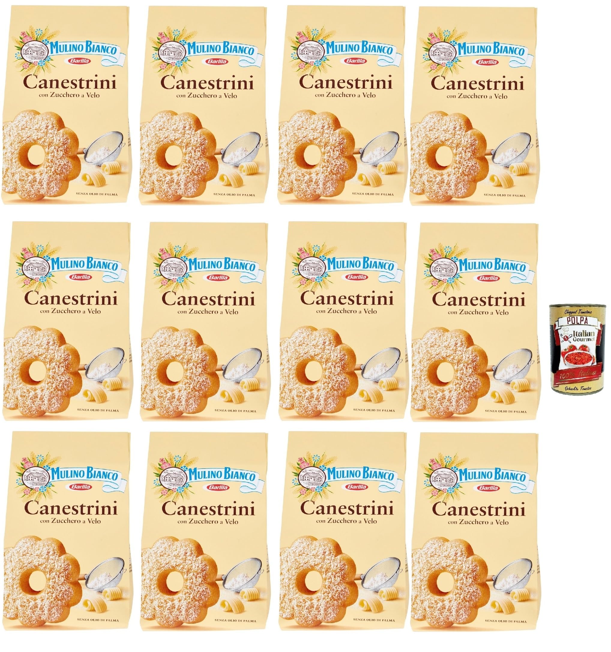 Italian Gourmet Butterkekse Canestrini 12x200g Polpa Gratis 2,4kg italienisches Gebäck mit Puderzucker