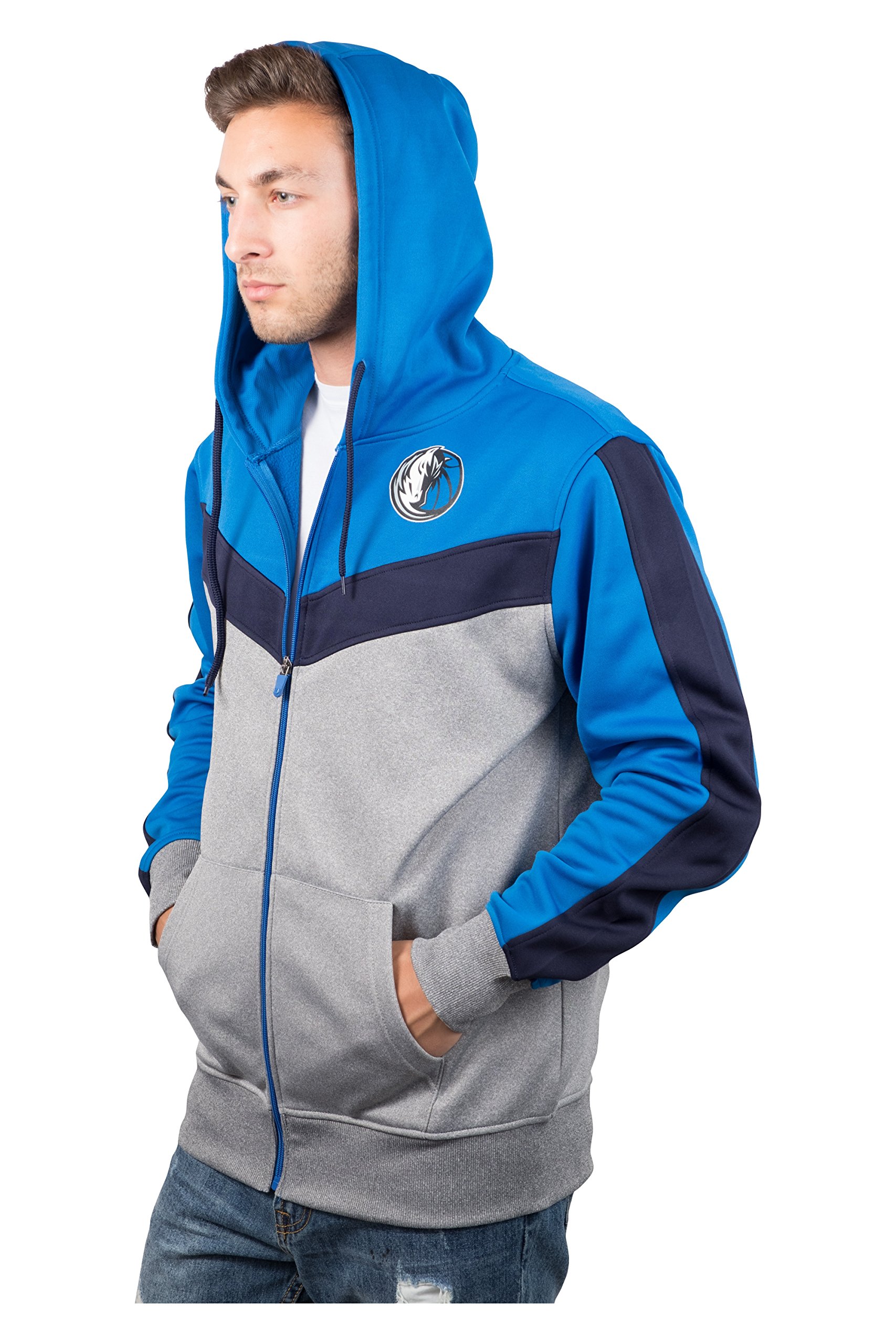 Ultra Game Herren Chevron Full Zip Hoodie NBA Back Cut, Herren, Mannschaftsfarbe, Kontrast, Reißverschluss, Kapuzenpulli (1er Pack)