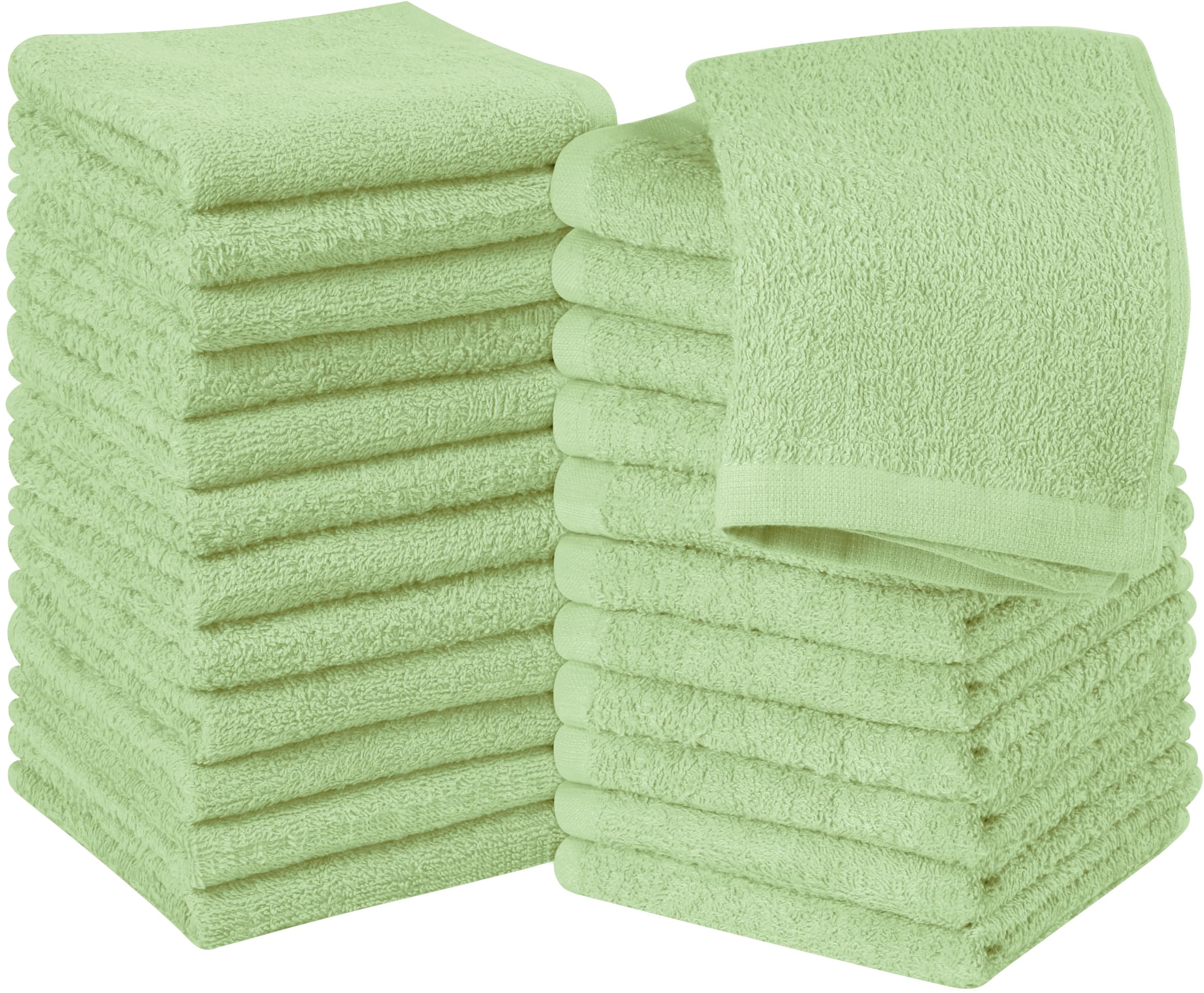 Utopia Towels 24 Pack Washcloths, 12x12 in, 100% Cotton, Sage Green
