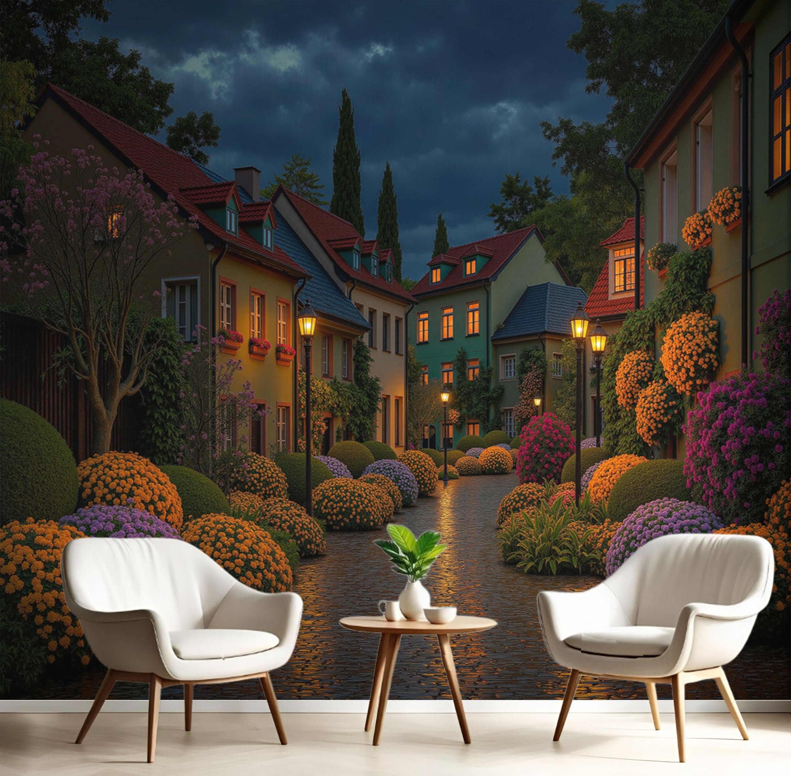 Papier peint mural 3D paysage nuit nordique décoration murale salon 350x256 cm