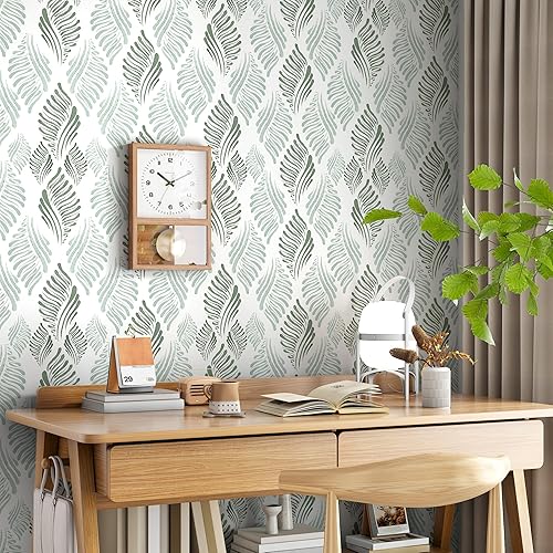 Miniatura 20 de Papel tapiz marrón moderno para despegar y pegar, 17.3 x 78.8 pulgadas, bohemio, marrón y beige, autoadhesivo, extraíble, para dormitorio, papel