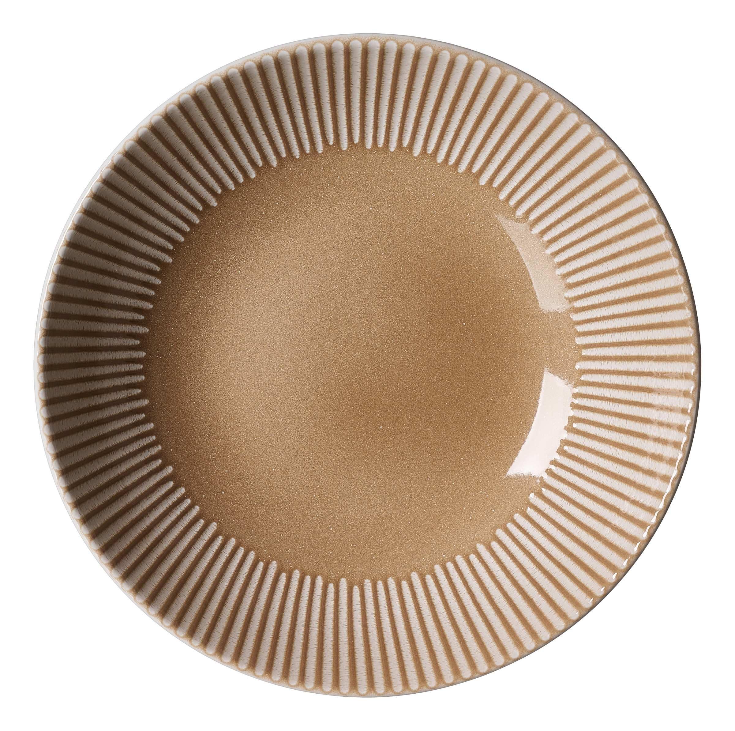 Ritzenhoff & Breker Banda - Plato hondo de 20 cm, diseño de rayas, diseño minimalista, apto para lavavajillas, gres, color beige