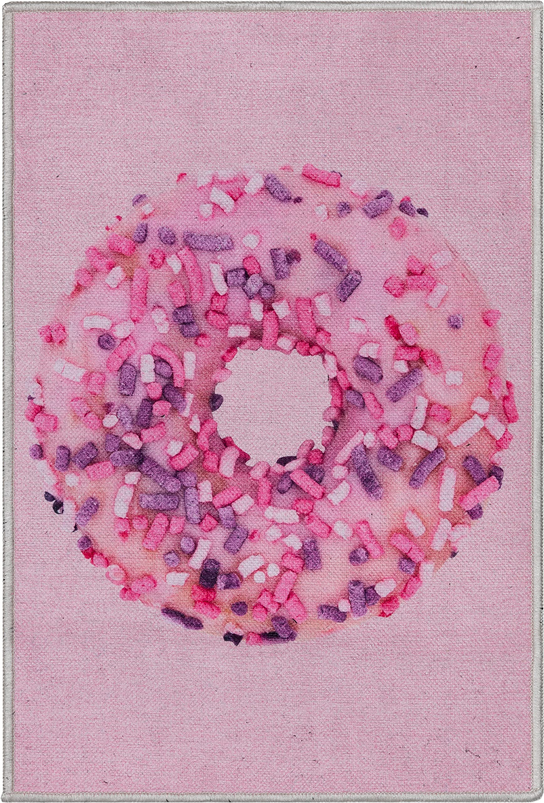 Well Woven Donut with Sprinkles 2' x 3' Pink Doormat Accent Rug