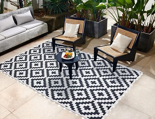 Miniatura 7 de URBEST Alfombras de campamento al aire libre, reversibles, impermeables, para porche, caravana, porche, alfombras de plástico iluminadas con LED,