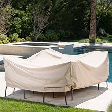 Waterproof Patio Dining Set Cover for Rain Protection 95" x 72" x 30" Heavy-Duty Fabric - Secure Elastic Edge for Windy Storms - 4-Season Outdoor Furniture Shield