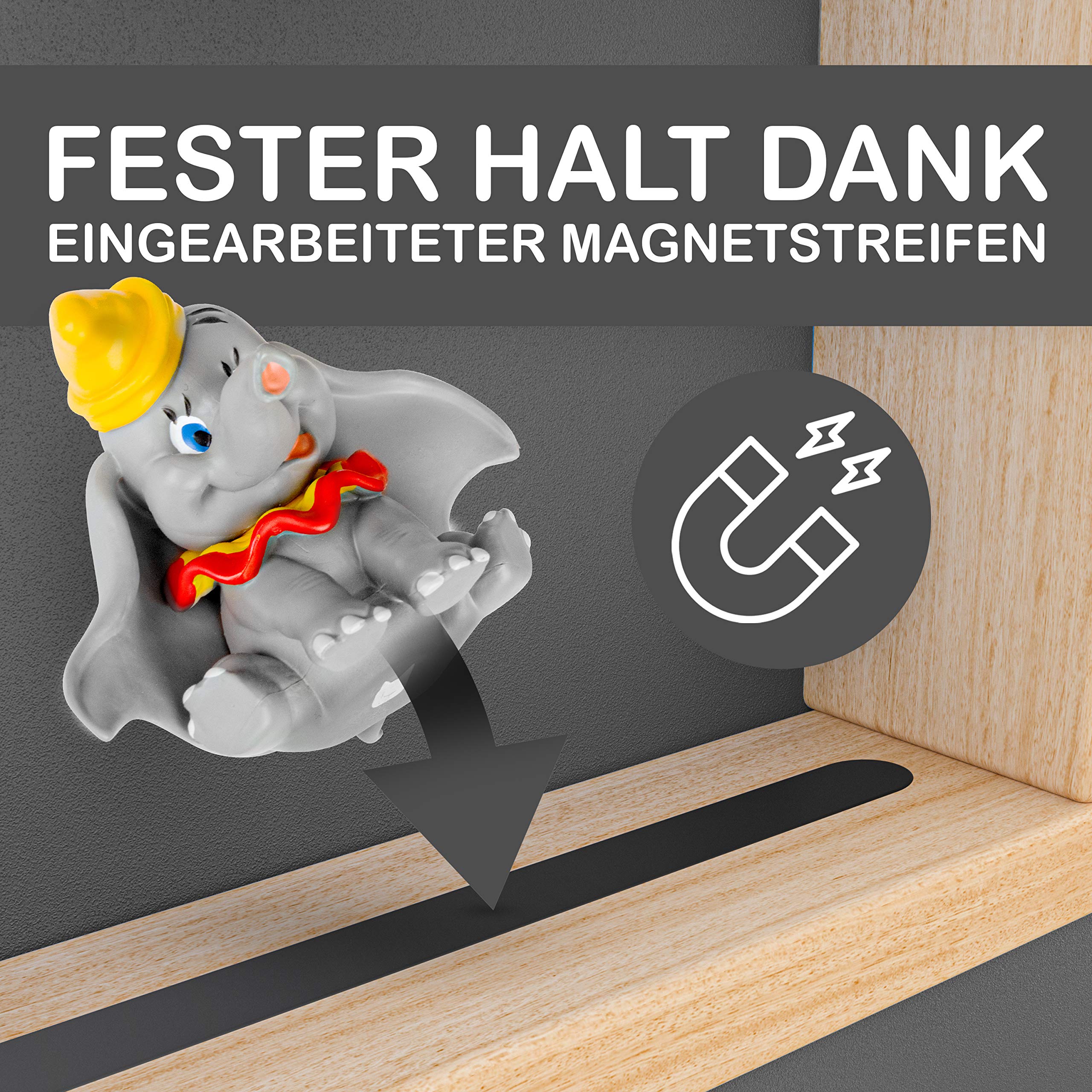 Regal für Tonie Box und Tonies DAS ORIGINAL - bis zu 52 Tonies - Magnetisches Wandregal- 4 passend zur Toniebox (Gray)